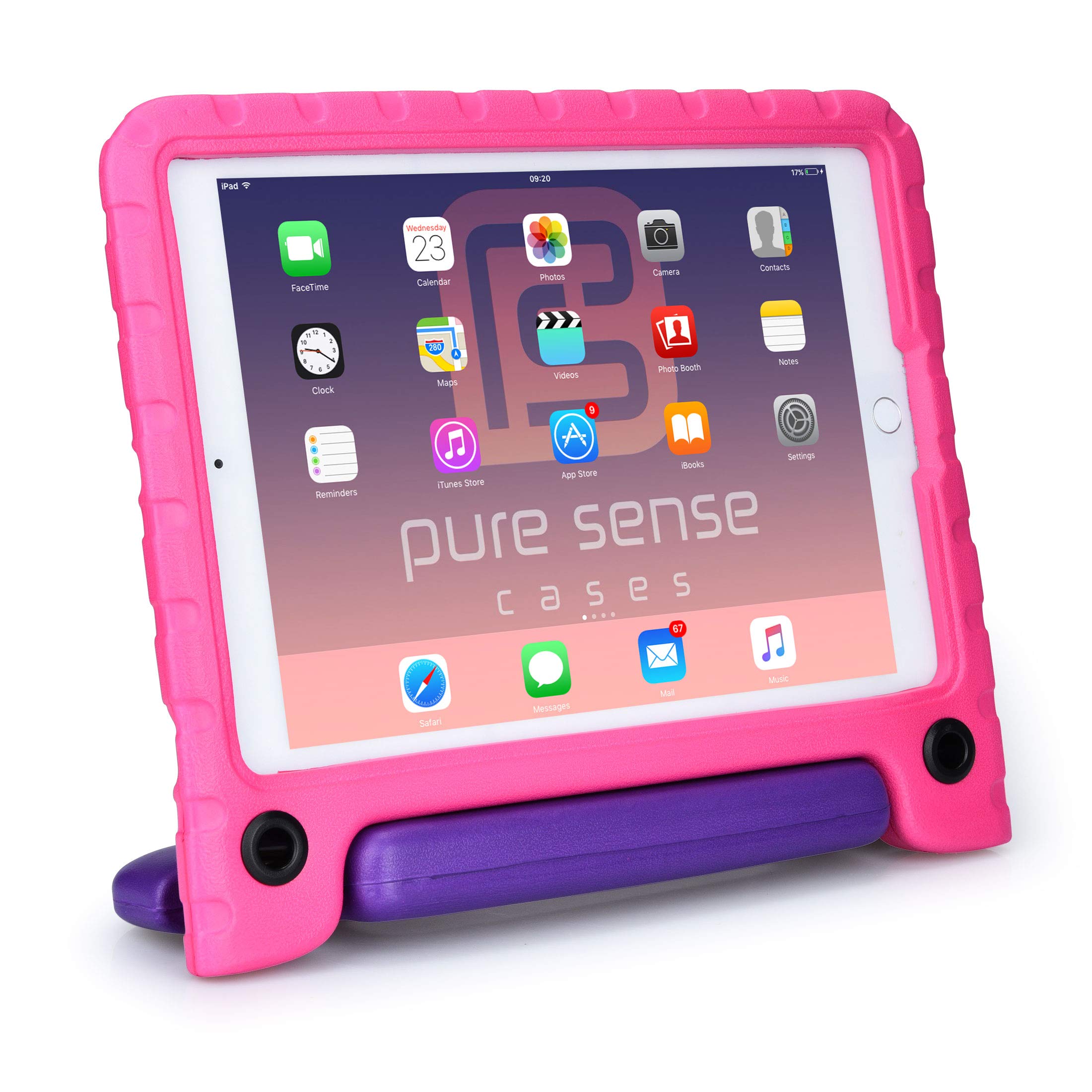Pure Sense Buddy [Anti-Microbial Kids Case] for iPad 6th, 5th Gen, iPad Pro 9.7, iPad Air 2, 1 | Full Kit: Case, Strap, Screen Protector, Spray