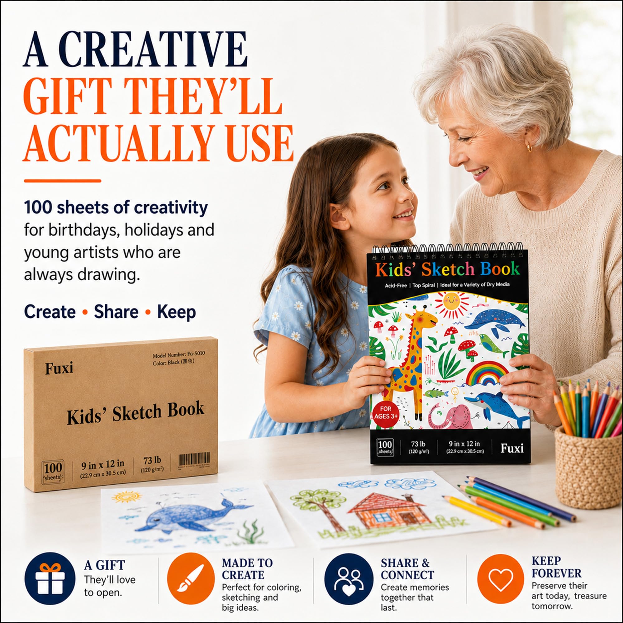 Kids Sketchbook - 100 Sheets, 9x12 -4