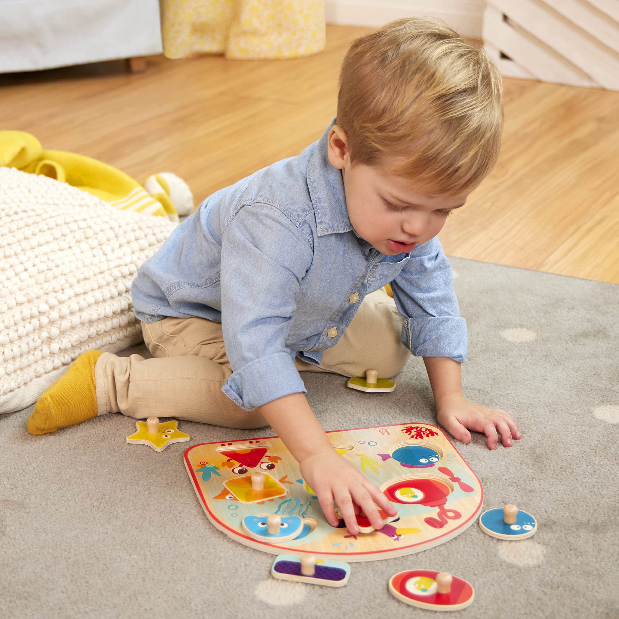 Amazon.co.jp: B. toys 木製パズル 海の生き物 8ピースセット 形合わせ