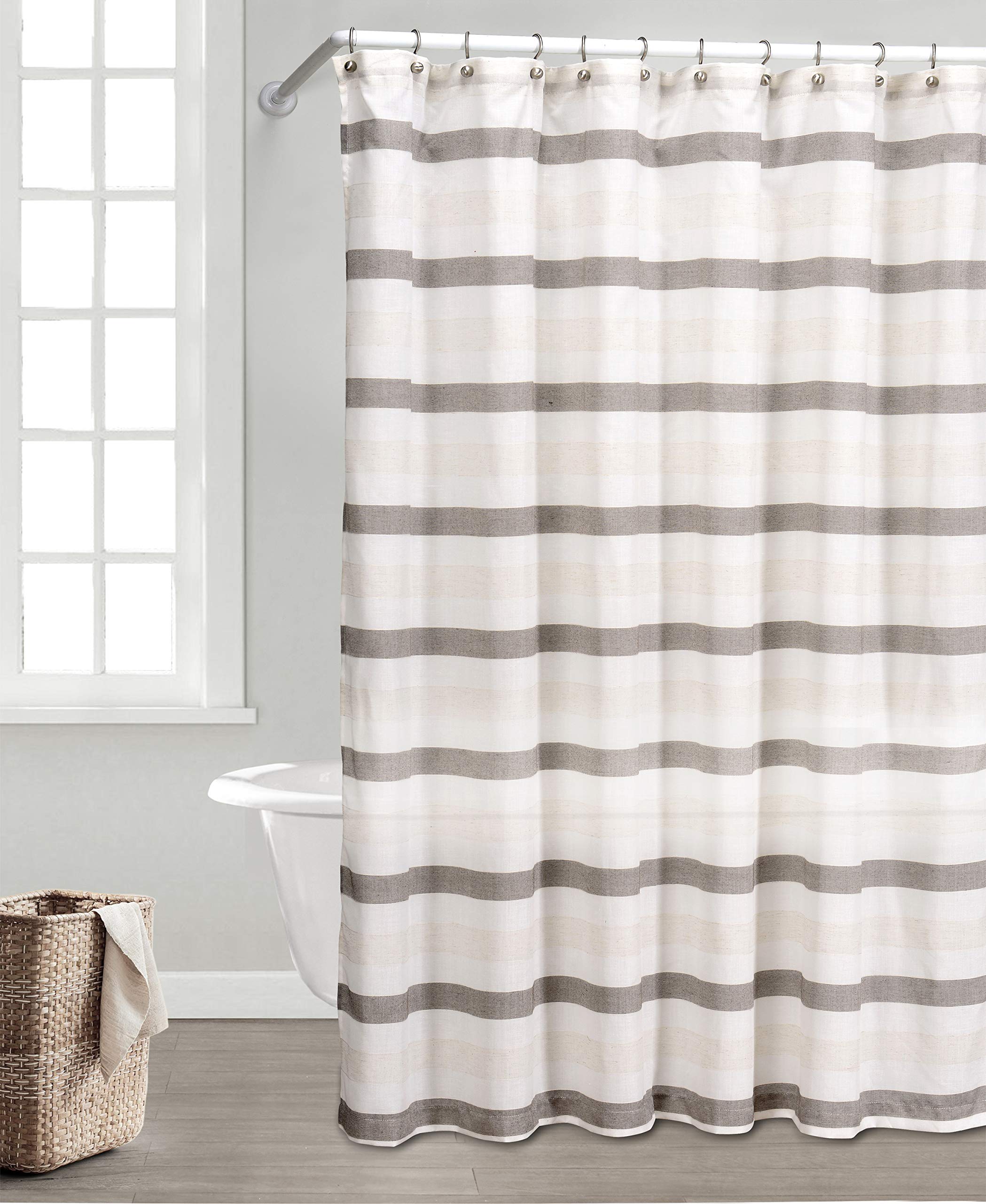 Duck River Textiles Shower Curtain, Grey-Linen, 70x72”