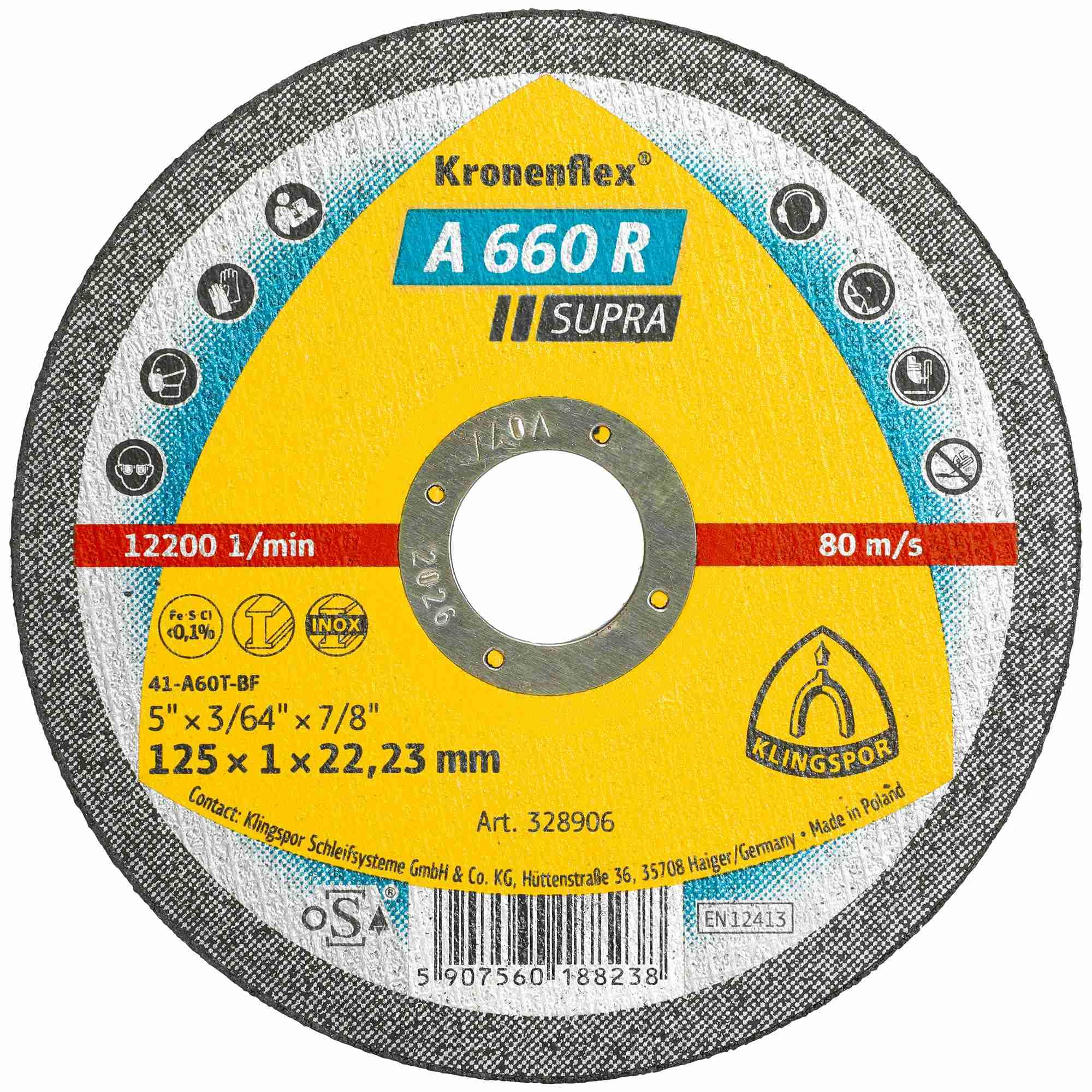 A 660 R - Discos de corte rectos (25 unidades, 125 x 1 x 22,23 mm)
