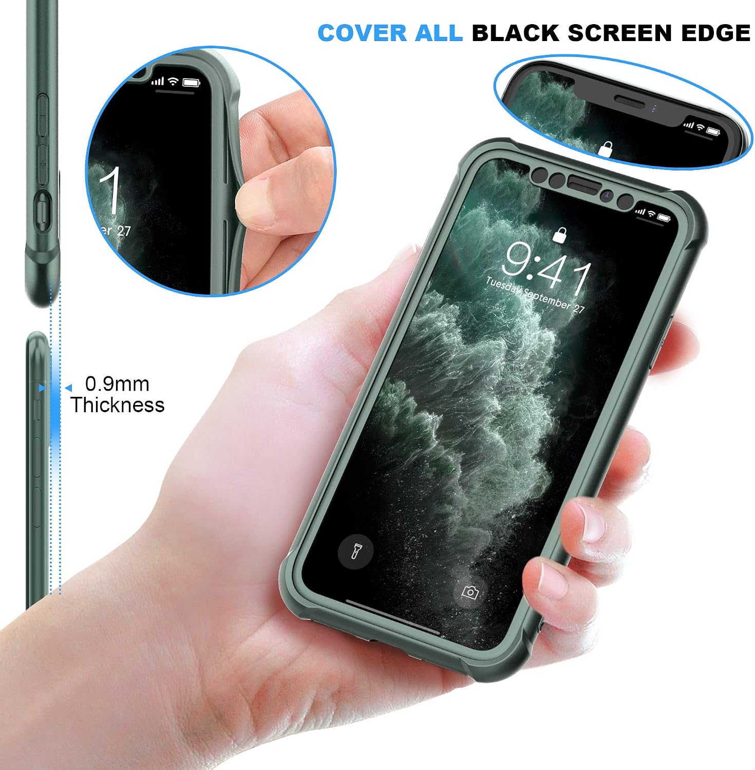 ORETECH for iPhone 11 Pro Max Case with 2X Screen Protector,Mint | Full Body Shockproof Design Smooth Texture,15FT Military Grade, Camera Lens Shield, with Armor Front Frame Protection