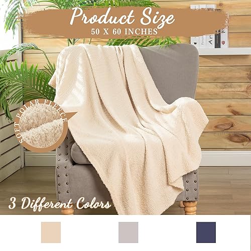 Miniatura 2 de Peryiter 6 mantas descalzas, mantas de forro polar, mantas de punto de 50 x 60 pulgadas para sofá, mantas ligeras y cálidas, mantas suaves de felpa