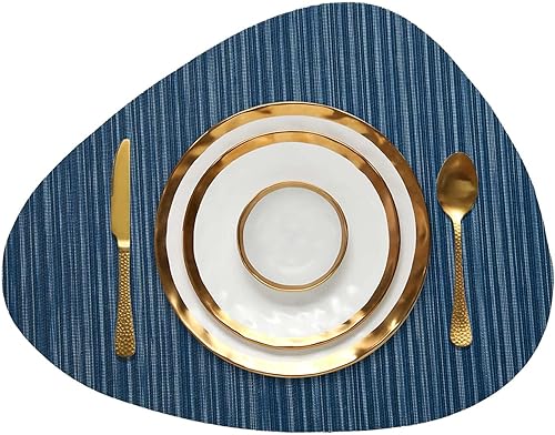 Miniatura 1 de FunWheat Juego de 6 manteles individuales de vinilo lavables para mesa de comedor, manteles tejidos duraderos de 17 x 13.4 pulgadas, fáciles de