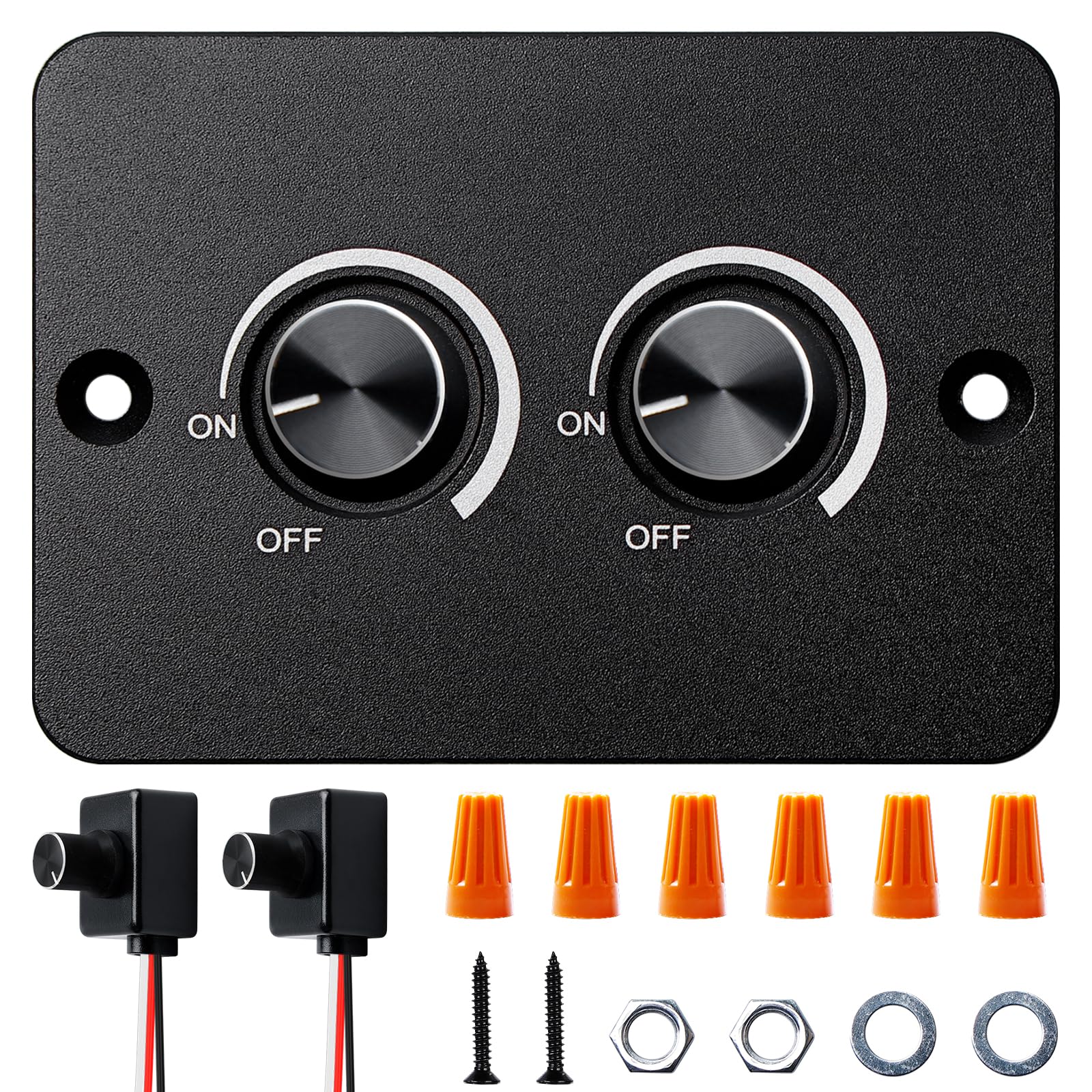 Ściemniacz i przełącznik LED DC 12 V 12-24 V, 5 A, podwójny przełącznik, obrotowy włącznik światła RV, 3 przewody do lamp LED, łodzi, ciężarówek, kamperów, przyczep kempingowych