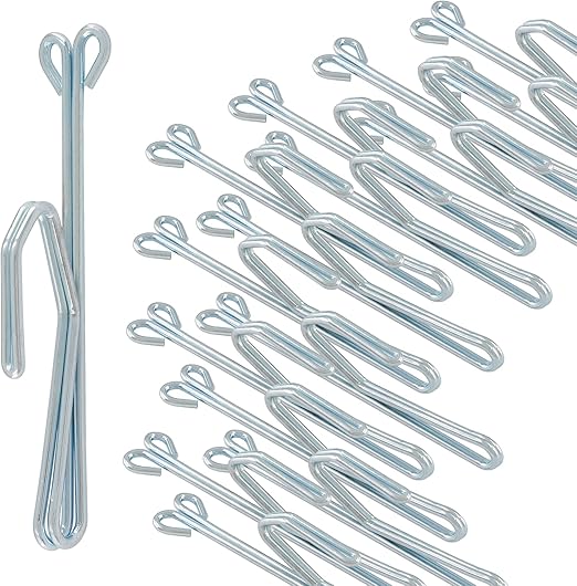 Cionyce 64 Pcs Metal Drapery Hooks Silver Curtain Pins 3" Slip on Drapery Hooks