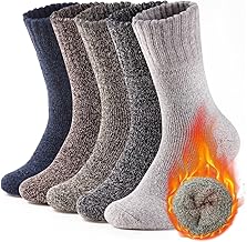konciwa Men's Winter Socks, Thick, Cold Protection, Warm Power, Skiing, Cushion Knitting, Socks, Cotton, Sweat Absorbent, Odor Resistant, Antibacterial, Outdoor, 5 Pair Set, 9.4 - 11.0 inches (24 - 28