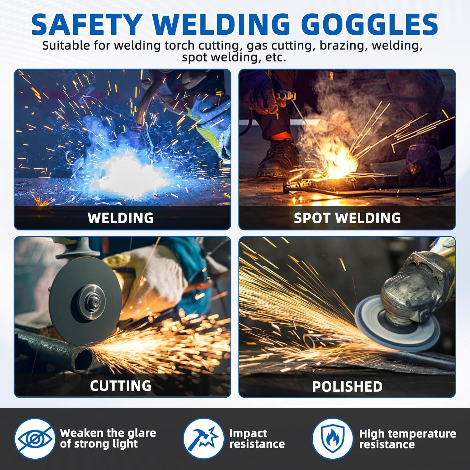 Dual Lens Welding Glasses ANSI Z87.1 - Switchable Clear/Shade IR Lens, Anti-Scratch Safety Goggles with UV Protection for Welding, Grinding & Cutting