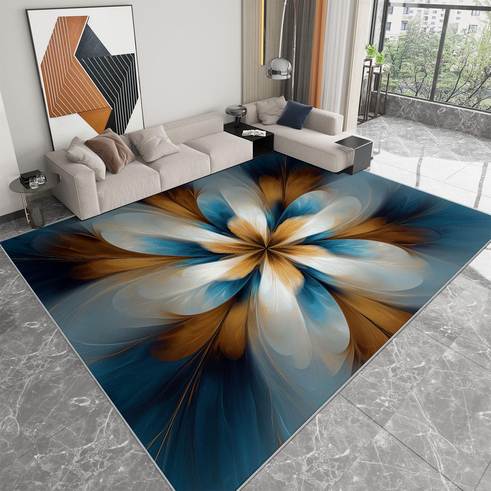 Generico Tappeto Salotto 80 x 150cm Morbido Tappeto Scendiletto Camera da Letto Fiori Fantasia Tappeti Lavabili per Salotto Cameretta Bambino Ufficio Ingresso