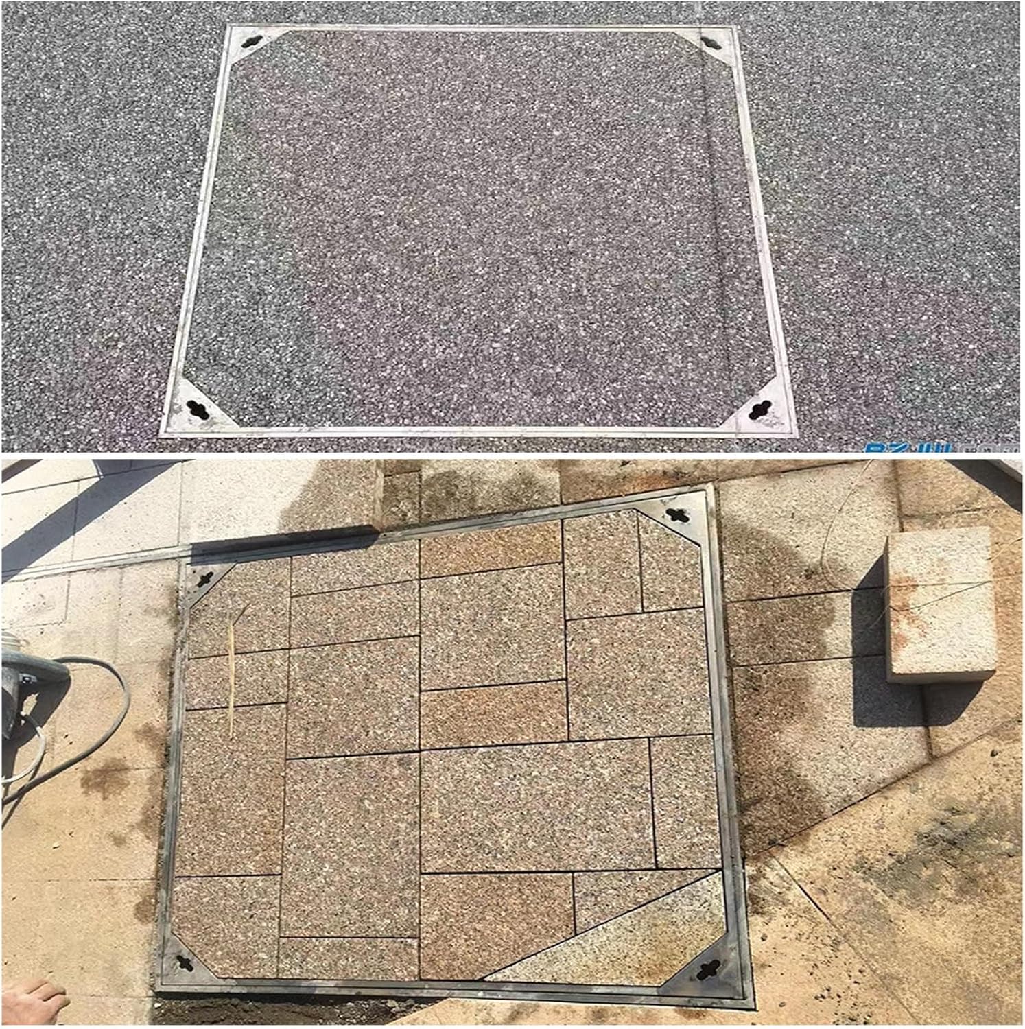 Stainless Steel Invisible Manhole Cover & Frame Heavy-Duty Septic Tank Lid for Driveways & Pavements 60x60cm (23.6"x23.6") Storm Drain Access Solution.