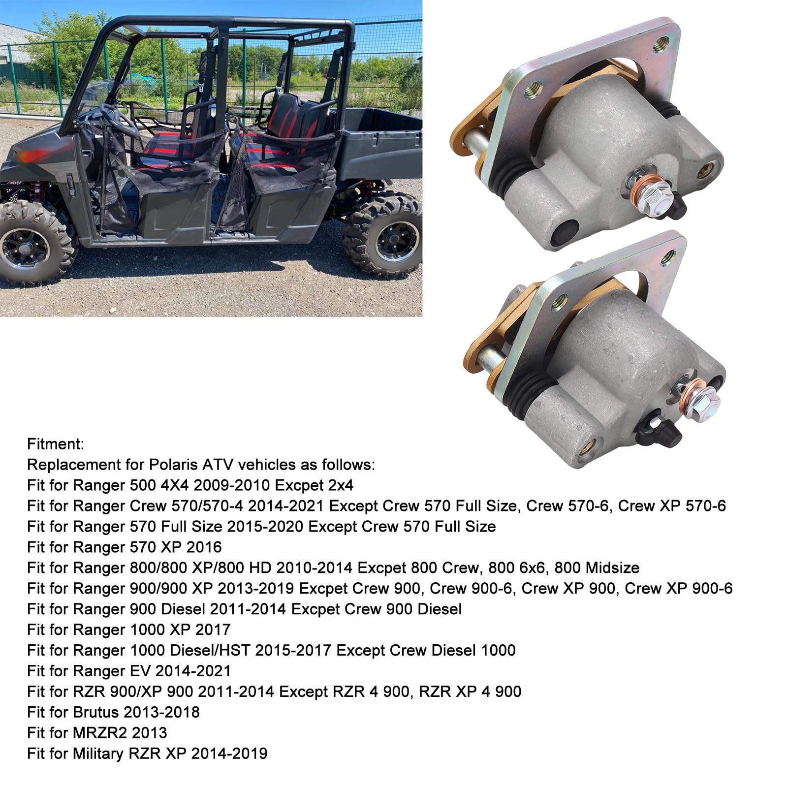 Hintere Bremssättel Links & Rechts Für Polaris RZR & Ranger – Inkl. Bremsbeläge, Für Offroad