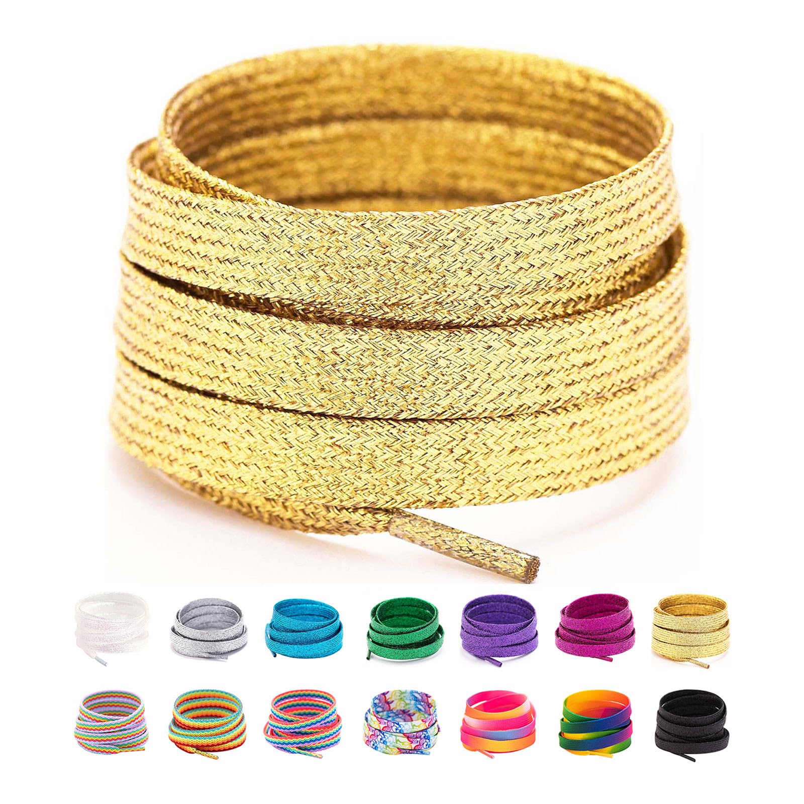 Booyckiy 31-71" Flat Colorful Fashion Sneakers Shoelaces, Rainbow Shoe Laces