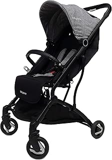 Passeggino leggero e compatto chiusura una mano Easy-M, anche da viaggio, con borsa per il trasporto, tracolla, parapioggia inclusi - dalla nascita fino ai 15 Kg (Stone - Grigio)