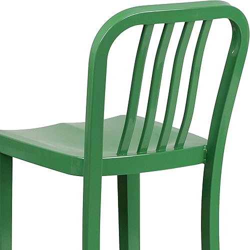 Miniatura 10 de Flash Furniture Gael - Juego de 2 taburetes de bar de metal verde de 30 pulgadas de alto para interiores y exteriores con respaldo de listones