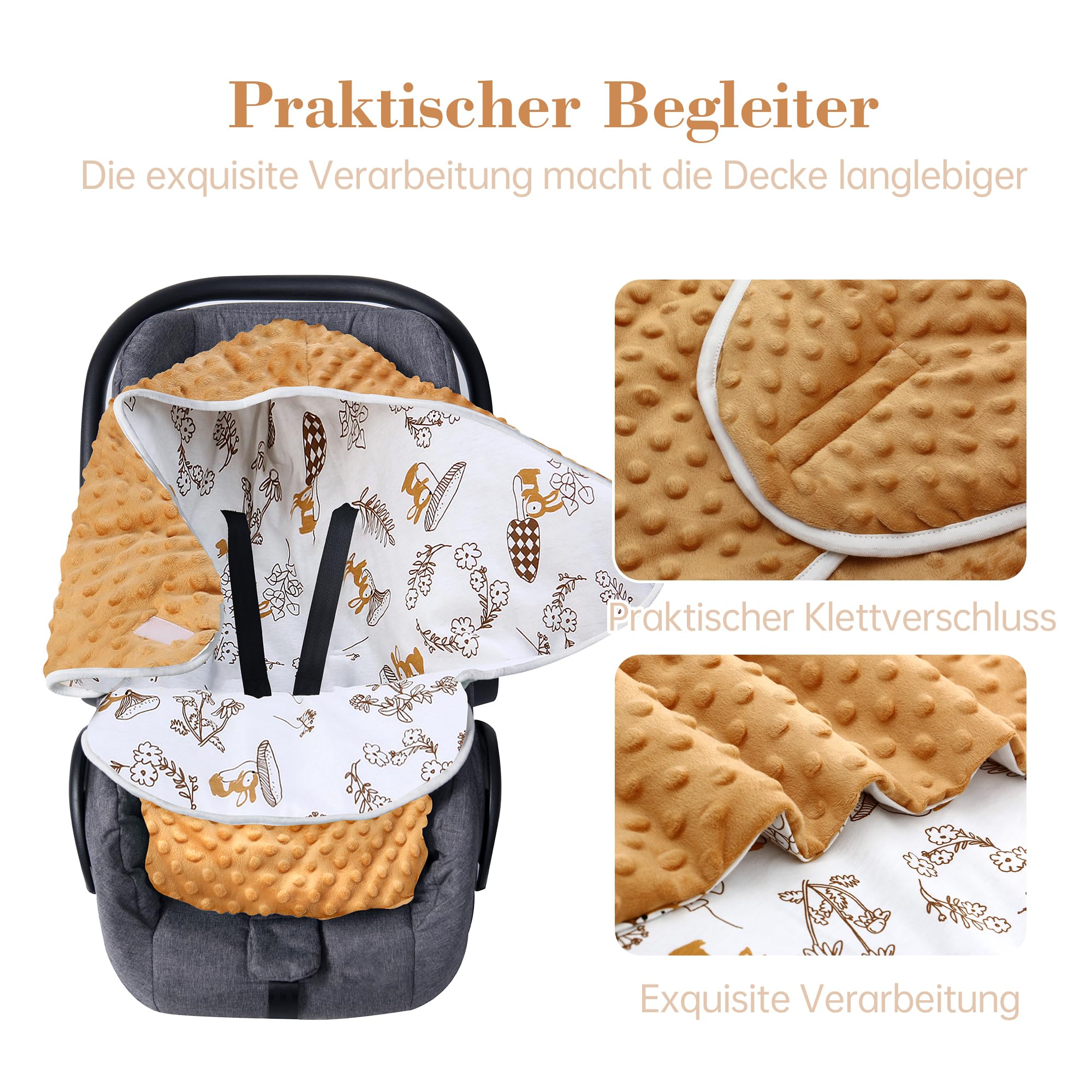 amo nenes Coperta per ovetto invernale passeggino, nanna universale, in cotone, per passeggini, seggiolino auto cintura a 3 punti, 0-12 mesi