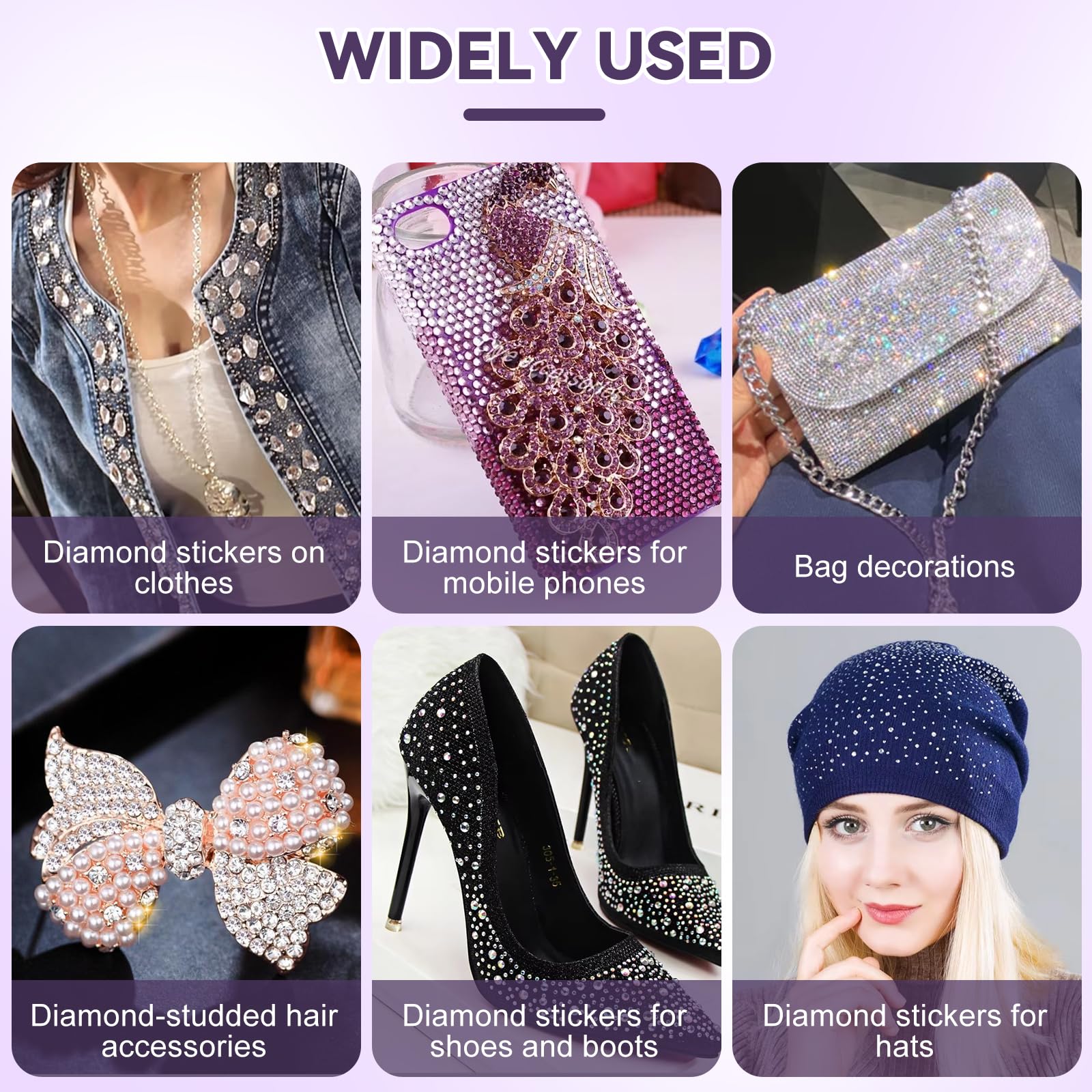 Outil d'application de strass thermocollants et kit de décoration avec 8600 strass, 6 embouts, pochoirs, étui pour tissu, cuir, création de bling DIY