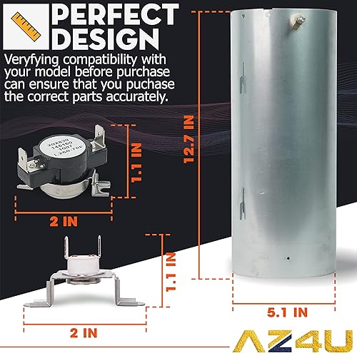 Miniatura 7 de AZ4U 134792700 1482984 Asamblea del elemento calefactor del secador con 137032600 137060800 Fusible térmico 3204267 508516 El termostato de límite