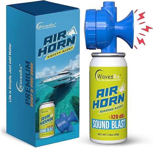 Marine Air Horn– Coast Guard Approved Boat Horn for Safety & Fog Alerts | Loud 120 dB Sound Blast airhorn Reaches ½ Mile | Compact 1.4 oz mini air horn for boat, Sailing, Kayaking & Outdoor Use