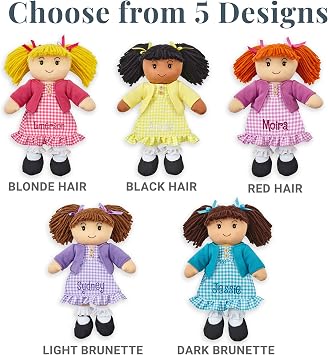 Let's Make Memories Personalized Rag Doll - Mini-Me Doll - Doll for Girls - Toy for Girls - Black Hair