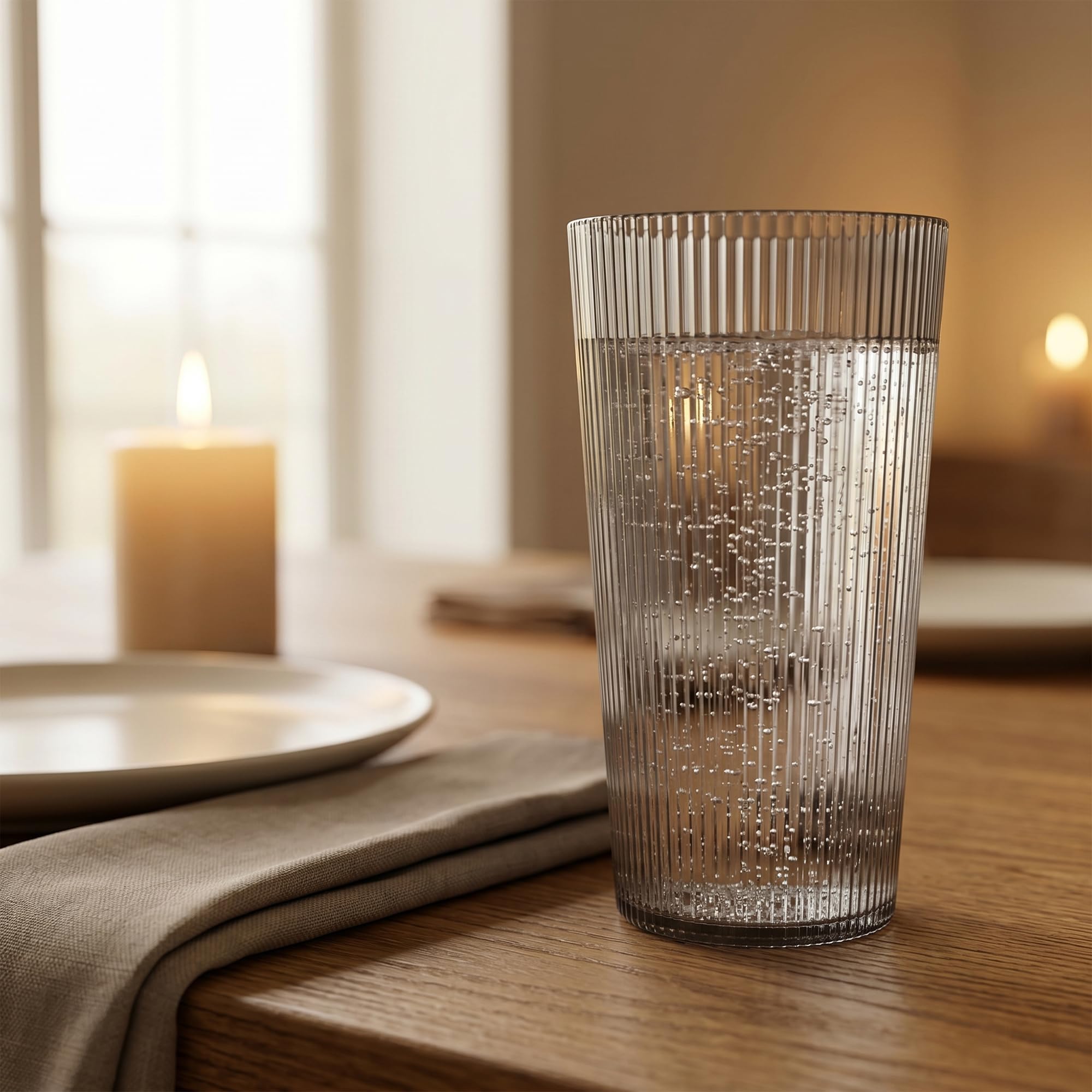 Lot de 12 gobelets en plastique incassables de 500 ml avec motif à rayures pour la maison, les fêtes ou un usage quotidien