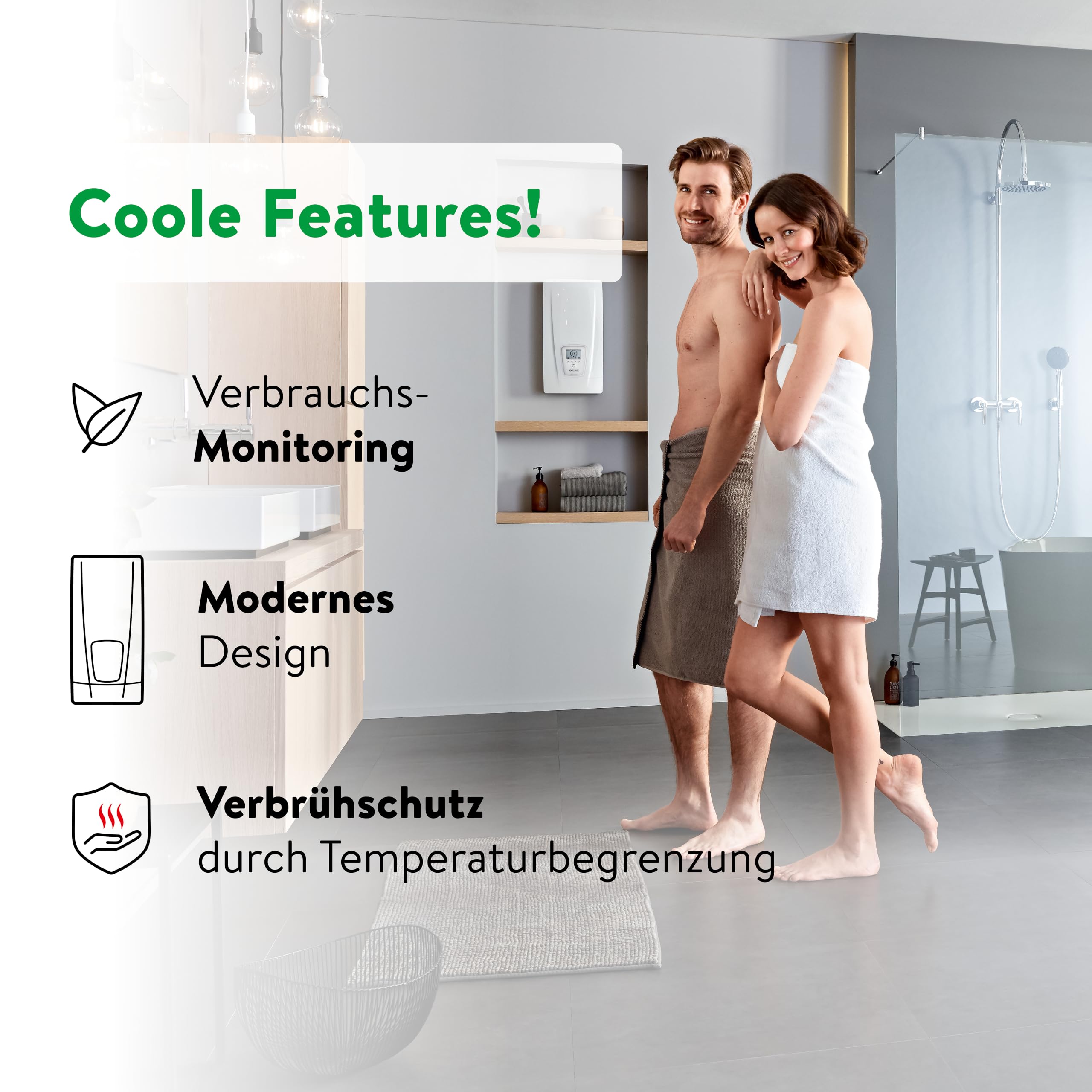 CLAGE DEX Next S vollelektronischer Durchlauferhitzer 18–27 kW, ECO-Modus | Vollelektronisch geregelt, gradgenau 20–60°C, E-Paper-Display, BT-Fernbedienung, TWIN TEMPERATURE Control, VDE-GS, 3200-36450