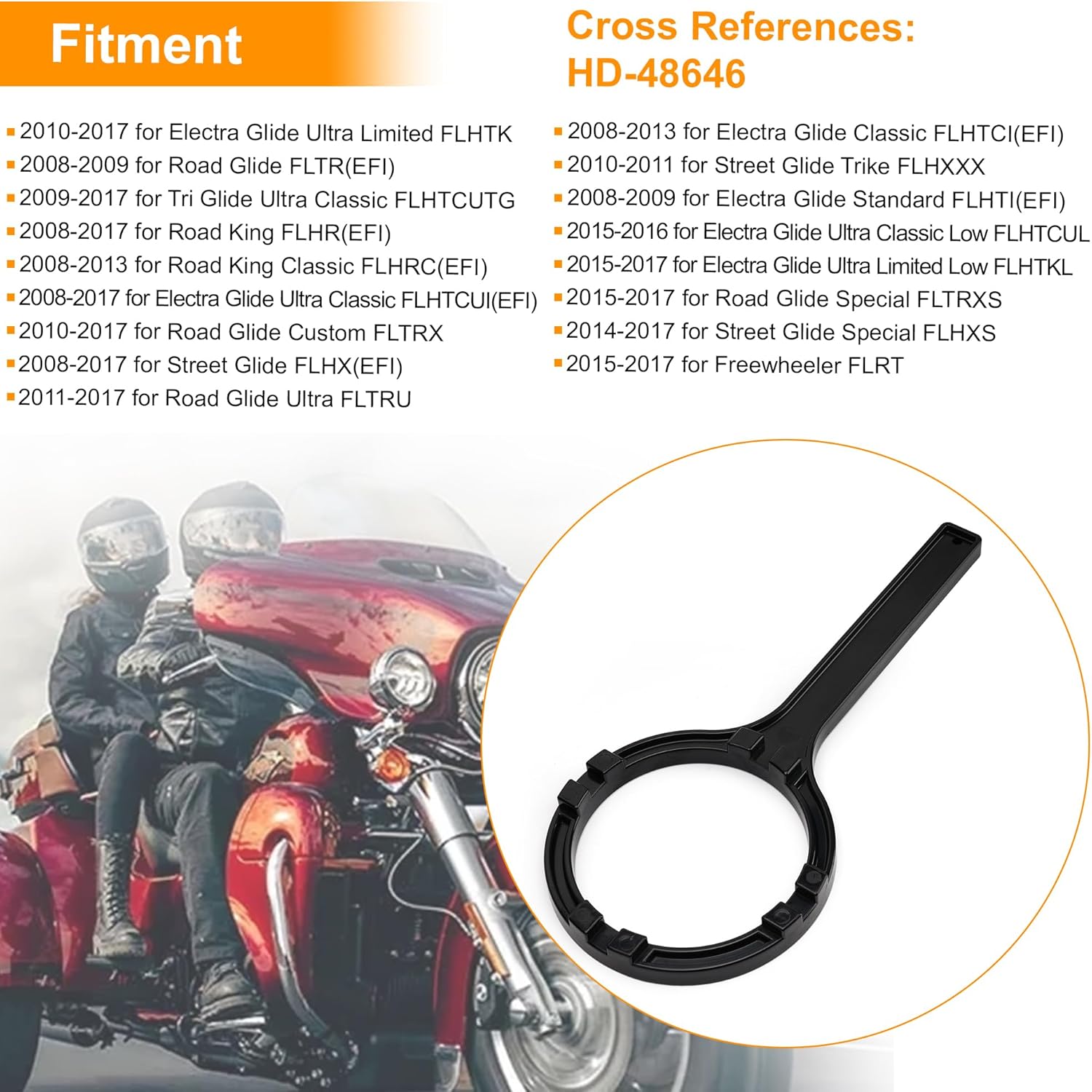 Fuel Pump Gas Tank Retainer Lock Ring Wrench Removal Tool For Harley-Davidson Touring Electra Glide, Street Glide, Road Glide, FL-Series 2008-Up