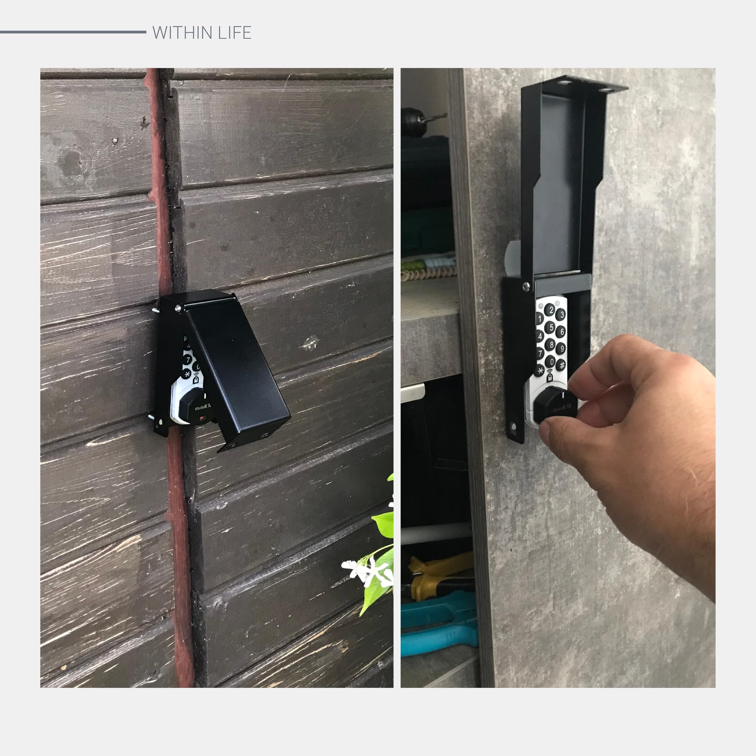 miniK10 Elektronisches Schrankschloss für den Außenbereich mit schützendem Metallgehäuse - wetterbeständiges Smart Lock, 12-Tasten-Tastatur, 10-Jahres-Batterie, IP54 bewertet, Aufputz