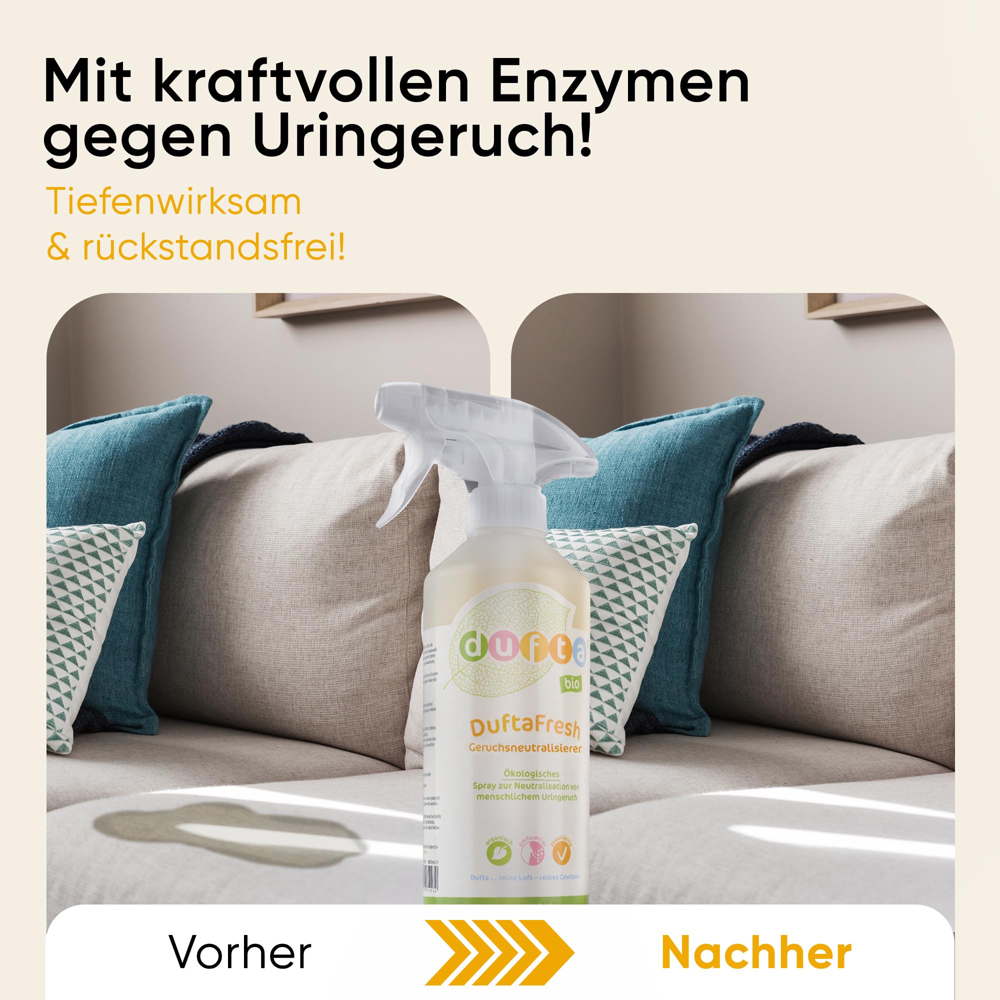 DuftaFresh Geruchsneutralisierer Set mit 500 ml Spray & 1L Konzentrat | Ideal als textilerfrischer, enzymreiniger und geruchsneutralisierer für räume gegen Urin-, Rauch- und Schweißgerüche.