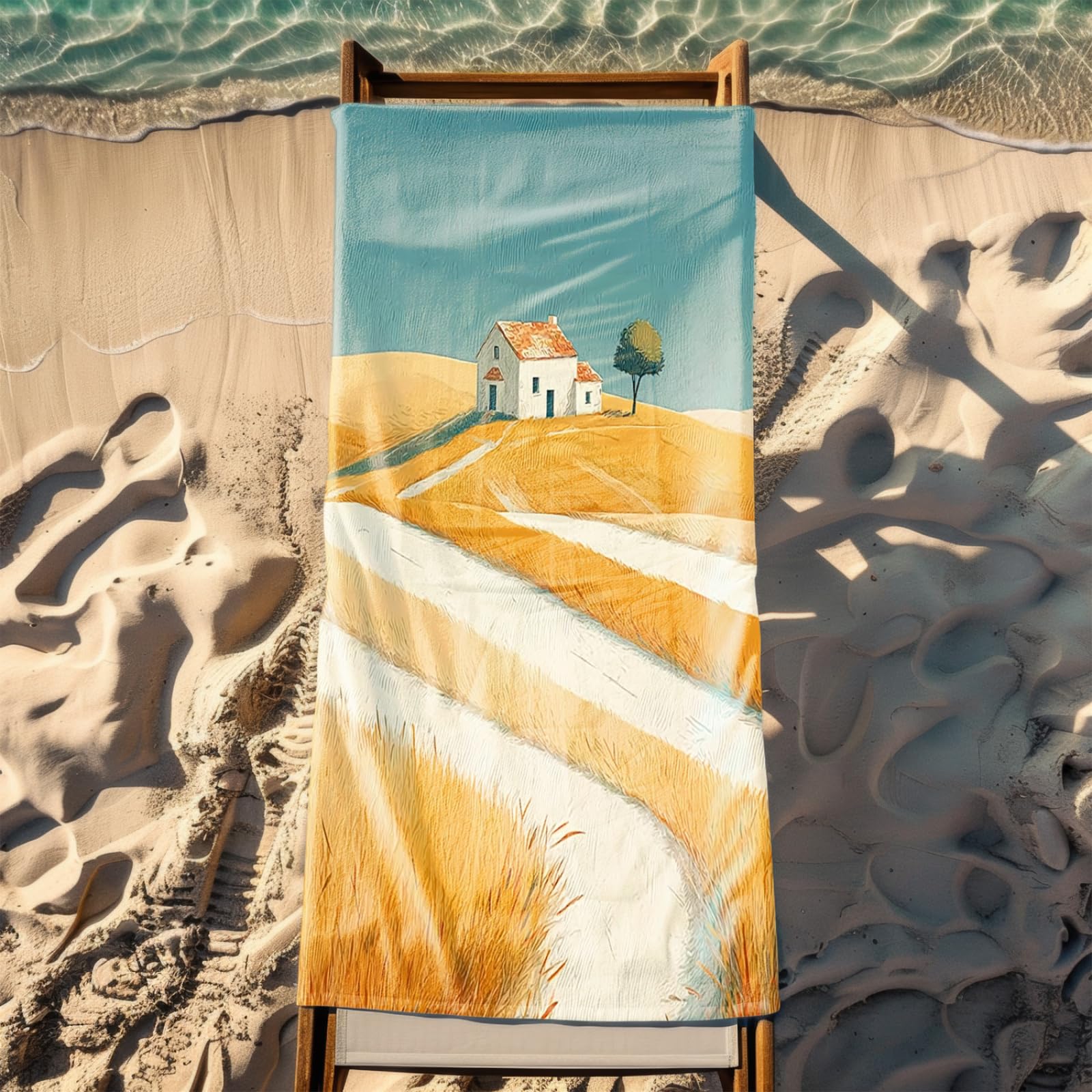 Generico Telo Mare Grande Xxl Campo Giallo Antisabbia Leggero Assorbente e Compatto Sauna Viaggio Piscina Yoga Campeggio Donna Uomo