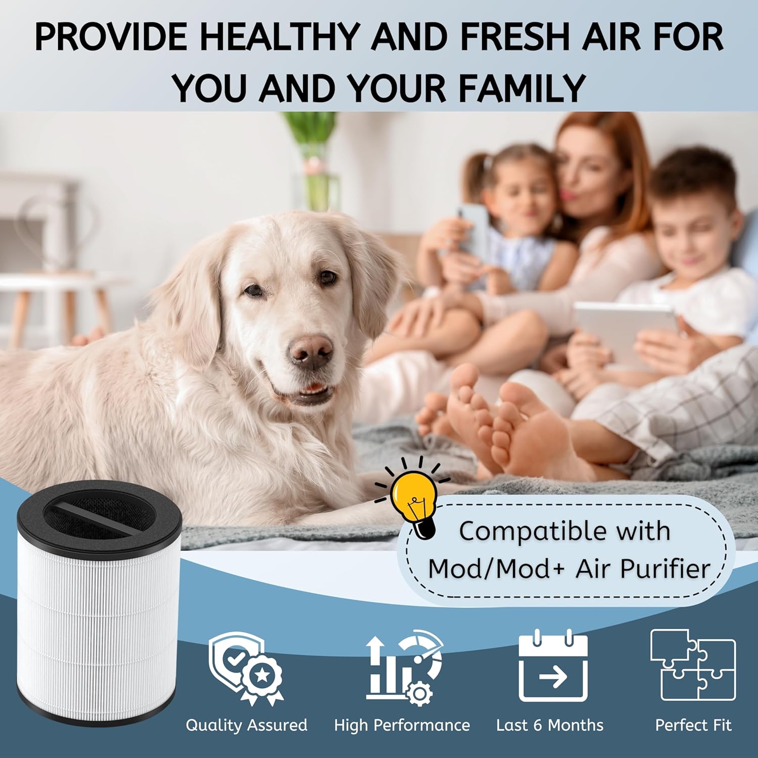 Nispira Mod Plus Mod+ Replacement Filter for Oransi Mod/Mod+ Air Purifier MD01 MD02 True HEPA with Activated Carbon, 1 Pack - Image 2