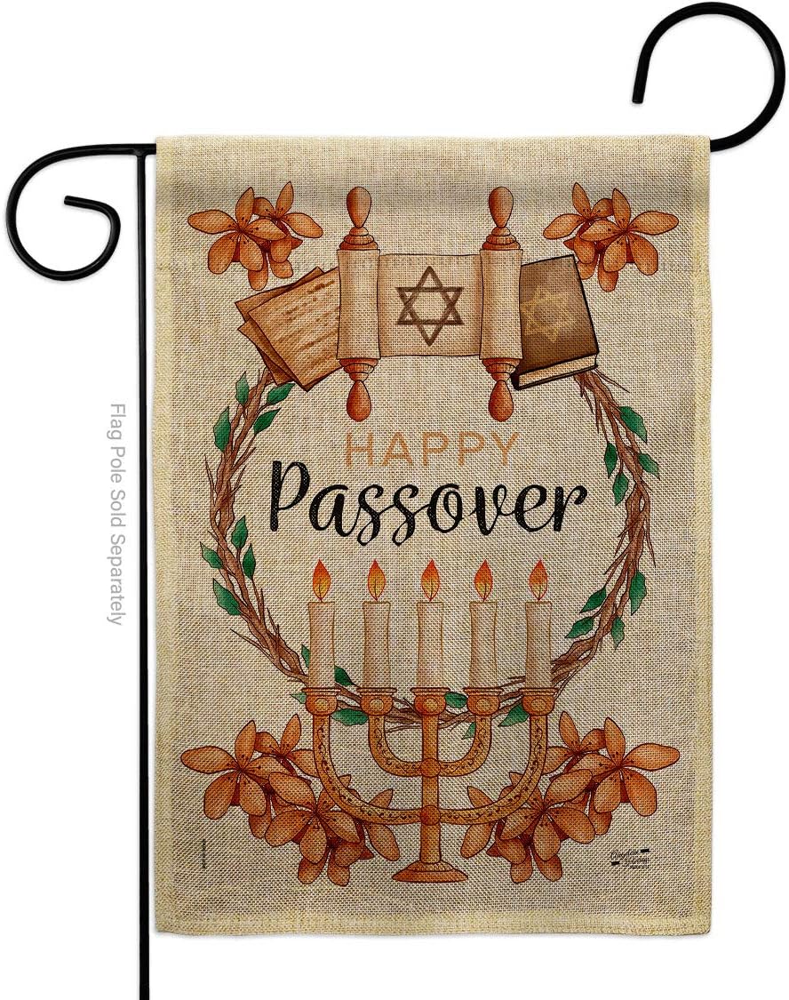 Passover Burlap Burlap Garden Flag Religious Wine Celebration Festival Holiday Jewish Hanukkah David Small Decorative Gift Yard House Banner Double-Sided Made In USA 13 X 18.5