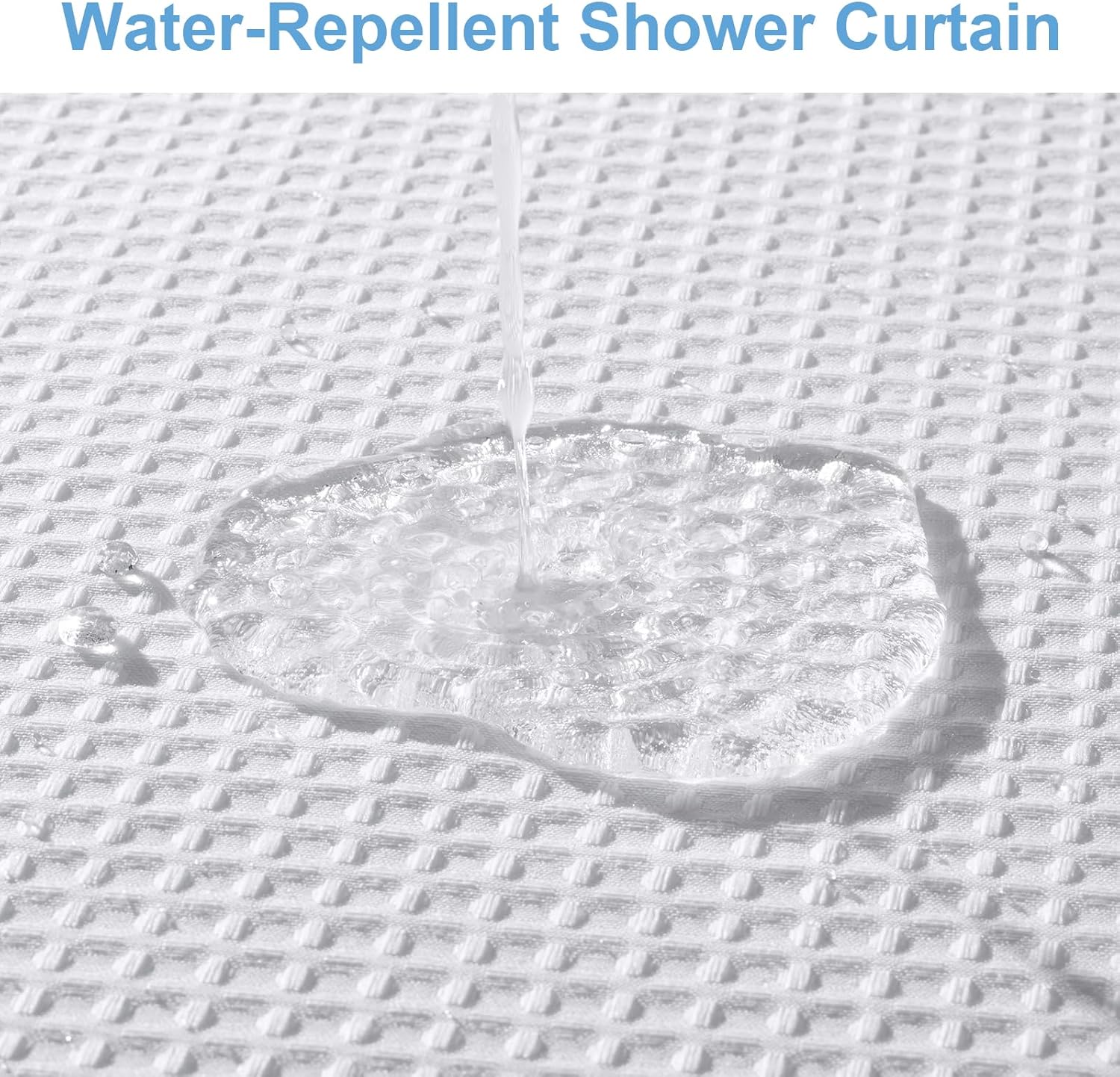 FY&XZH Waffle Shower Curtain Set with Waterproof Fabric Liner and 12 Stainless Steel Hooks Double Sided for Bathroom, 3 in 1 Heavy Duty Polyester Shower Curtain, Machine Washable, 72"x 78"(White)