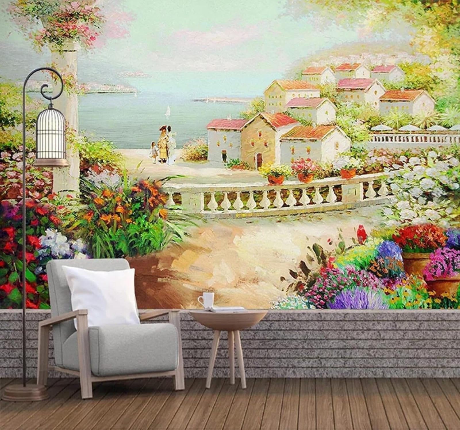 XLMING Beautiful Garden House Landscape Scenery 3D Wallpaper Silky Texture Home Study Office Grey Dining Room Sofa Bedroom Living Room TV Backdrop-430cm×300cm