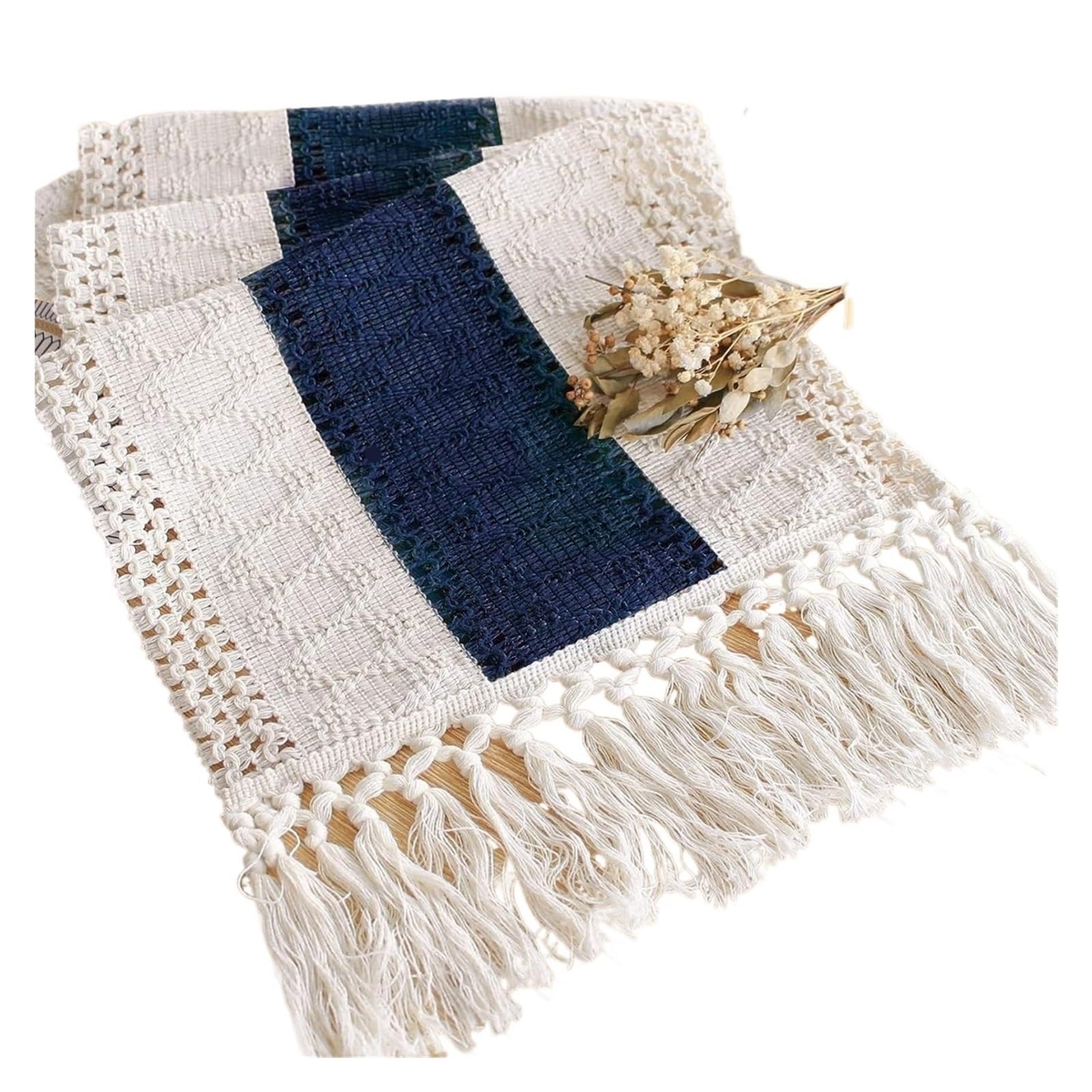 Camino De Mesa Mantel de algodón y Lino, Camino de Mesa, Mantel Largo con borlas, decoración del hogar, Sala de Estar, Camino de Mesa de Comedor, 3 uds.(120X30cm)