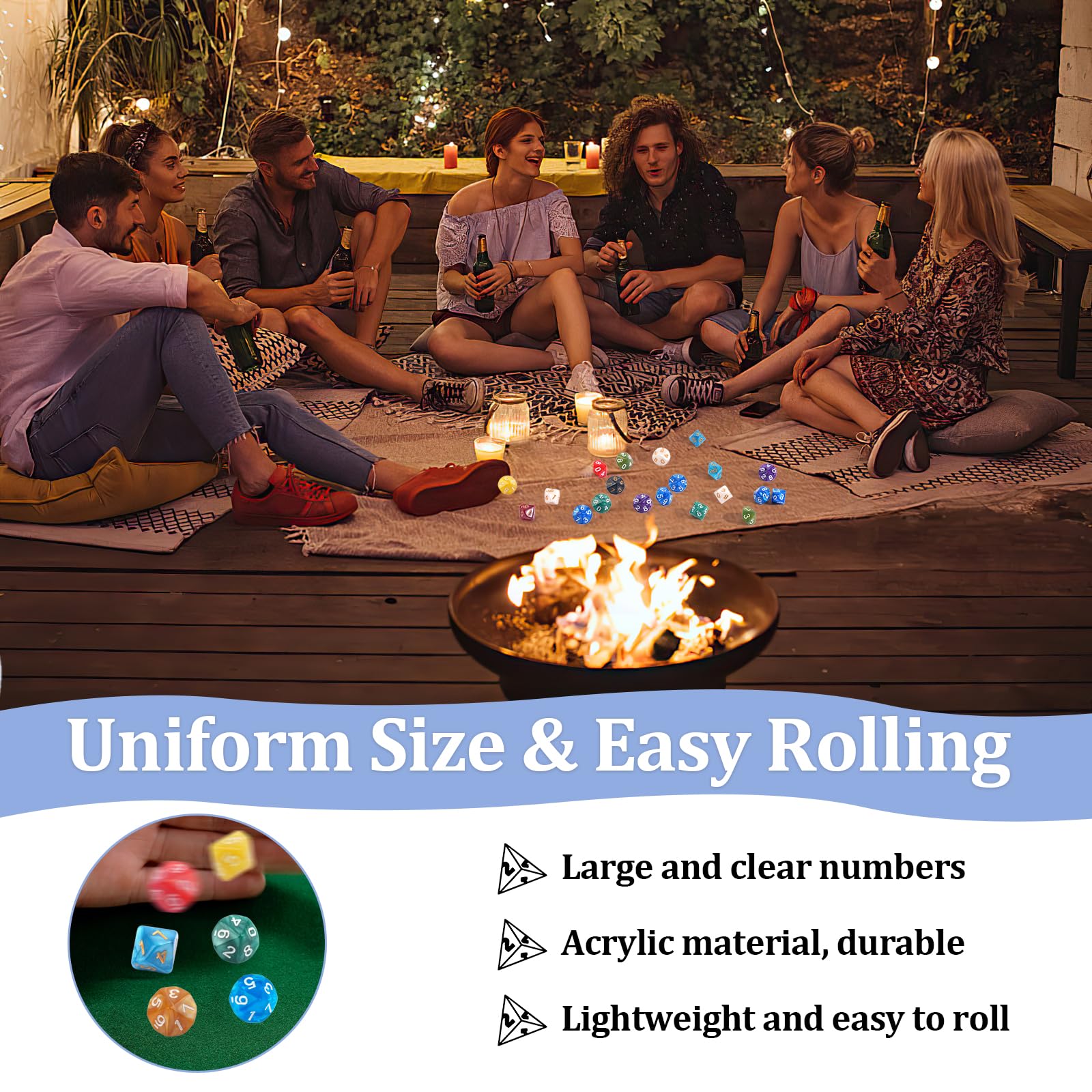 Set di dadi poliedrici, 60 pezzi, in acrilico, D10, per giochi da tavolo D&D/RPG/MTG, gioco di carte, gioco di ruolo per attività di intrattenimento, locali ricreativi (12 colori)