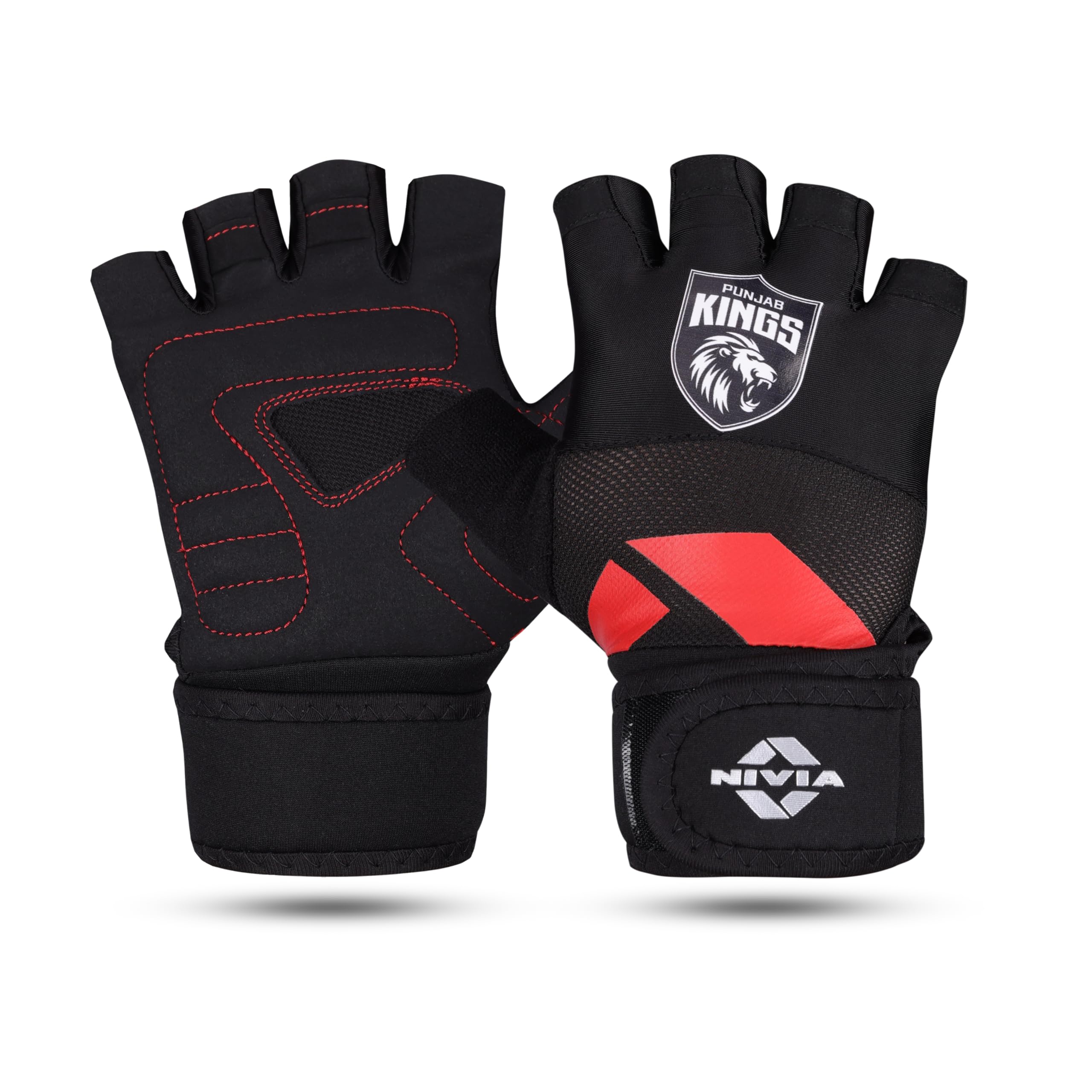 Nivia X Punjab Kings Forge Cross Training Gloves – Breathable Mesh Back, Padded Pu Palm, Flexible 4-Way Stretch Fit for Gym & Functional Training, X-Large-image-7