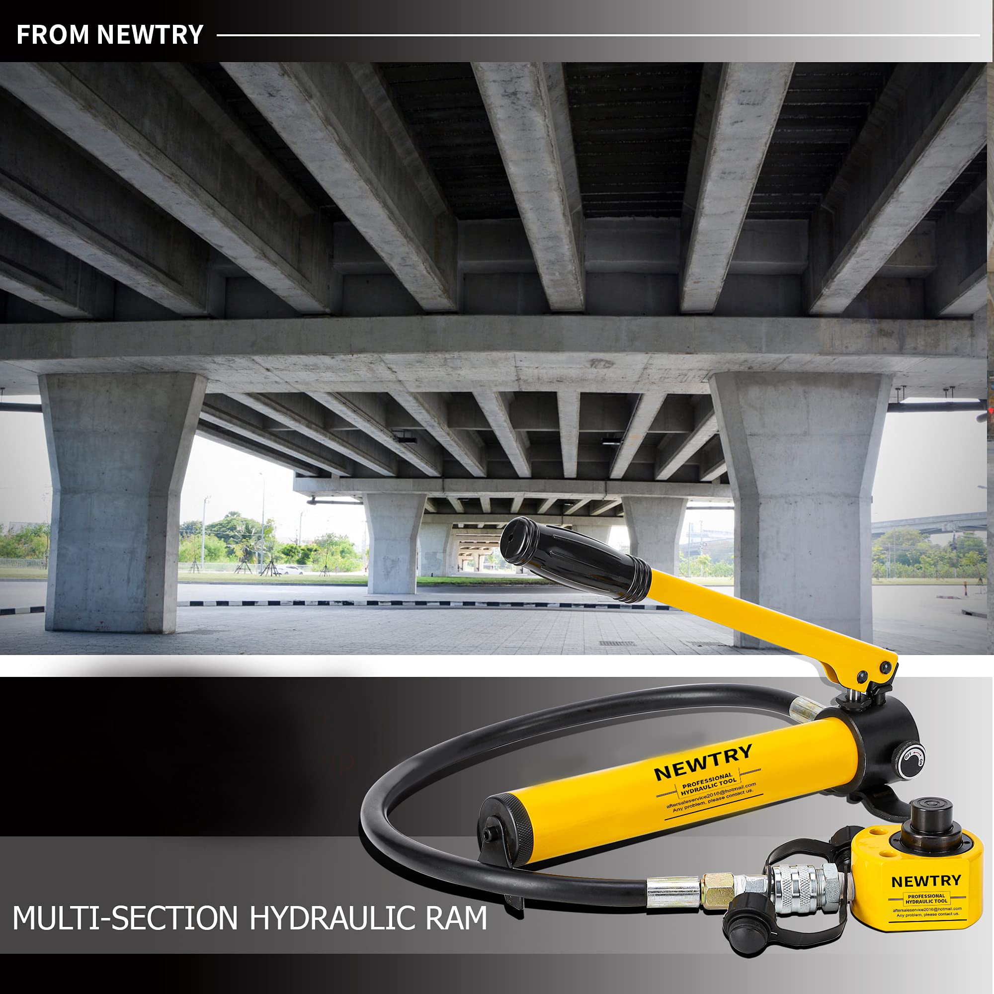 NEWTRY 10T Low Profile Hydraulic Jack Porta Power Kit + CP180 Manual