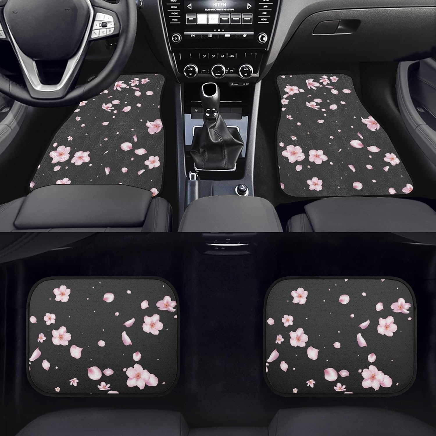 Cherry Blossom Car Floor Mats Carpet Universal Abstract Japanese Pink Flowers with Flying Petals Floor Mats for Cars Vehicle Front Rear Rugs Floral Print Car Accessories for Trucks Sedans - Image 2