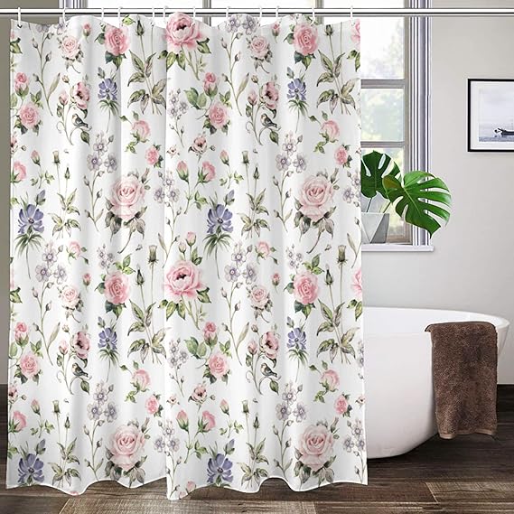 Lovetar Retro Flower Vintage Rose Floral Shower Curtain