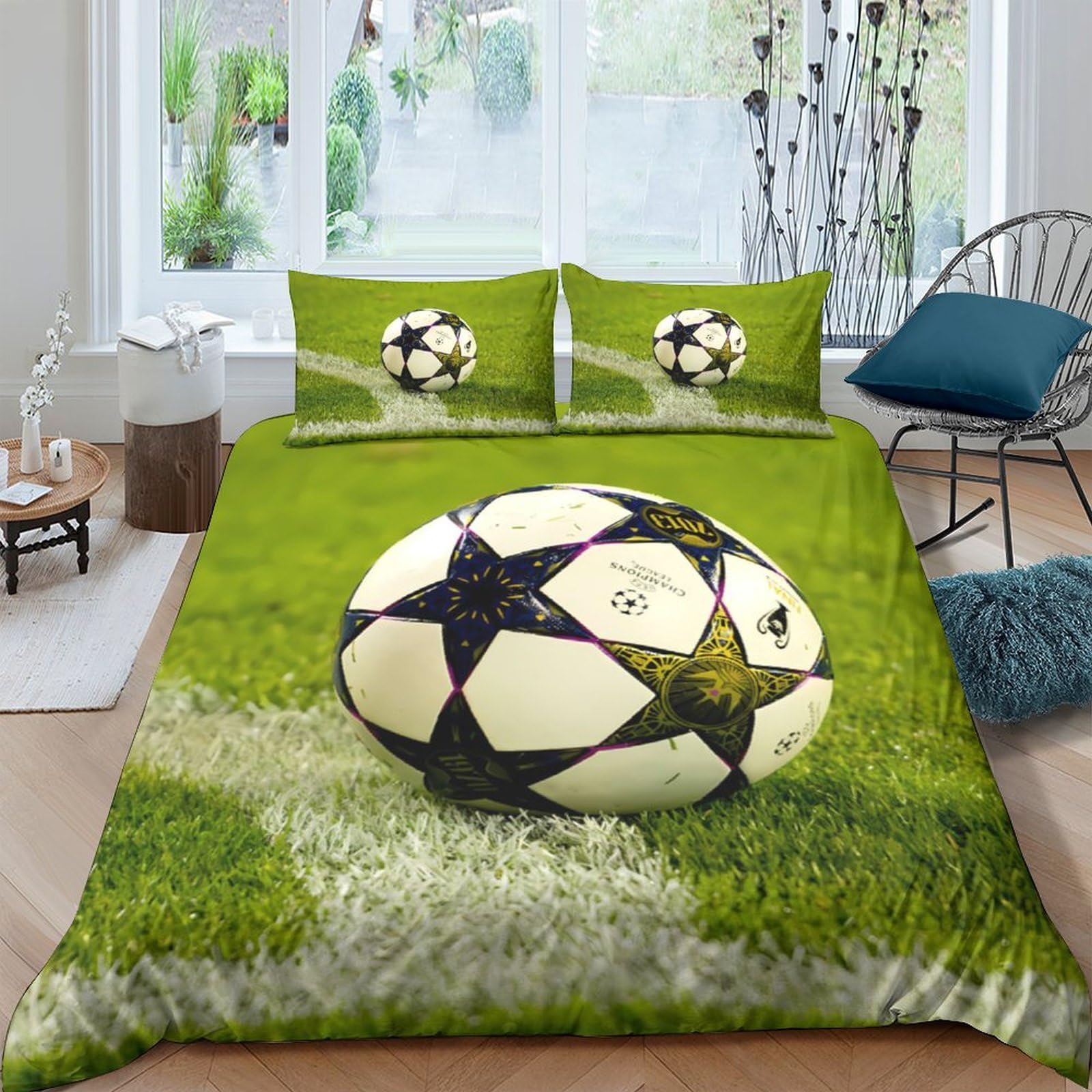 Ctjqhvkz Style-8 3D Printed Soccer Field Fitted Sheet Microfiber Soft Green Football Mattress Cover For Bedroom Guest Room Decor Single（135X200cm）