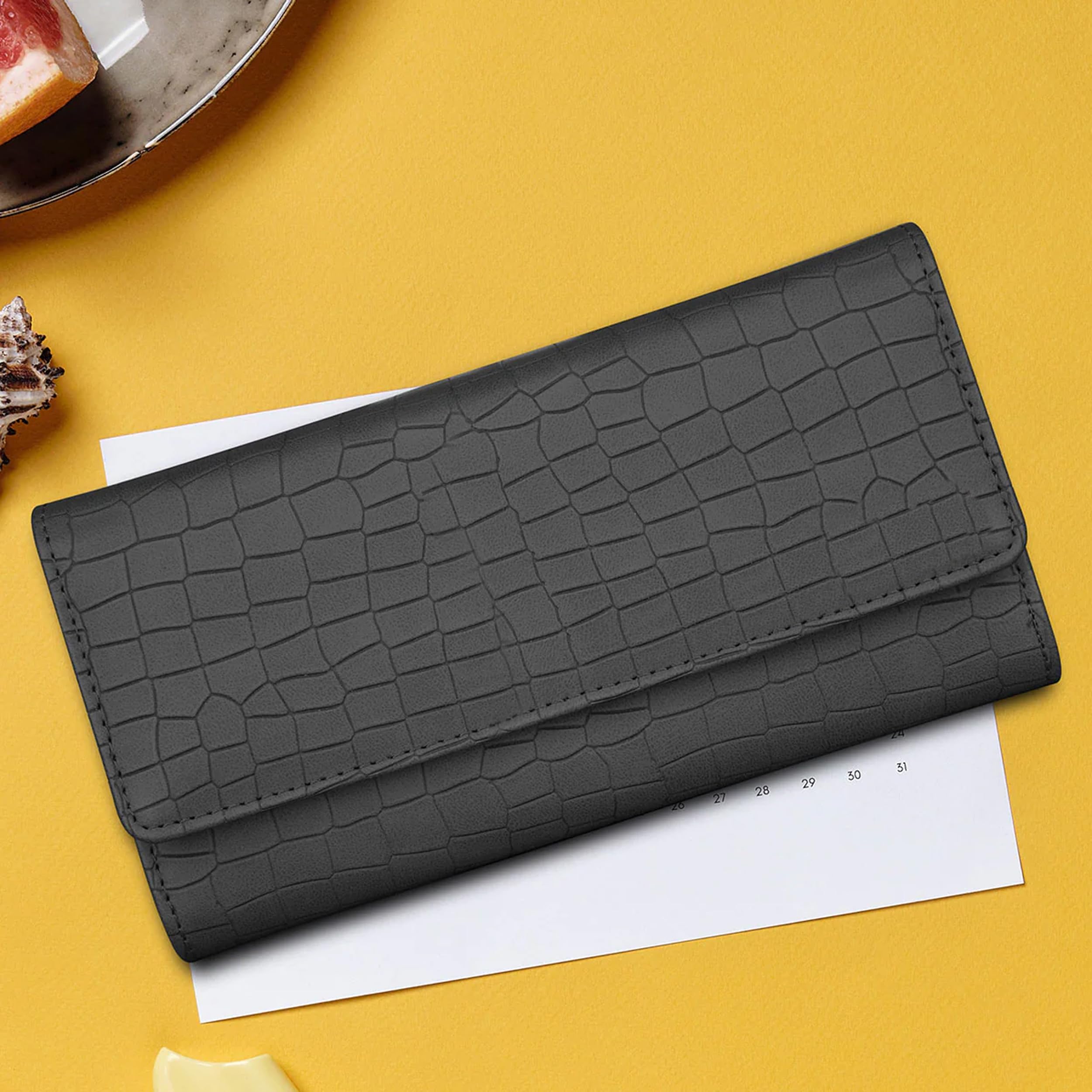 The Wallet Store Croco Design Clutch - Grey