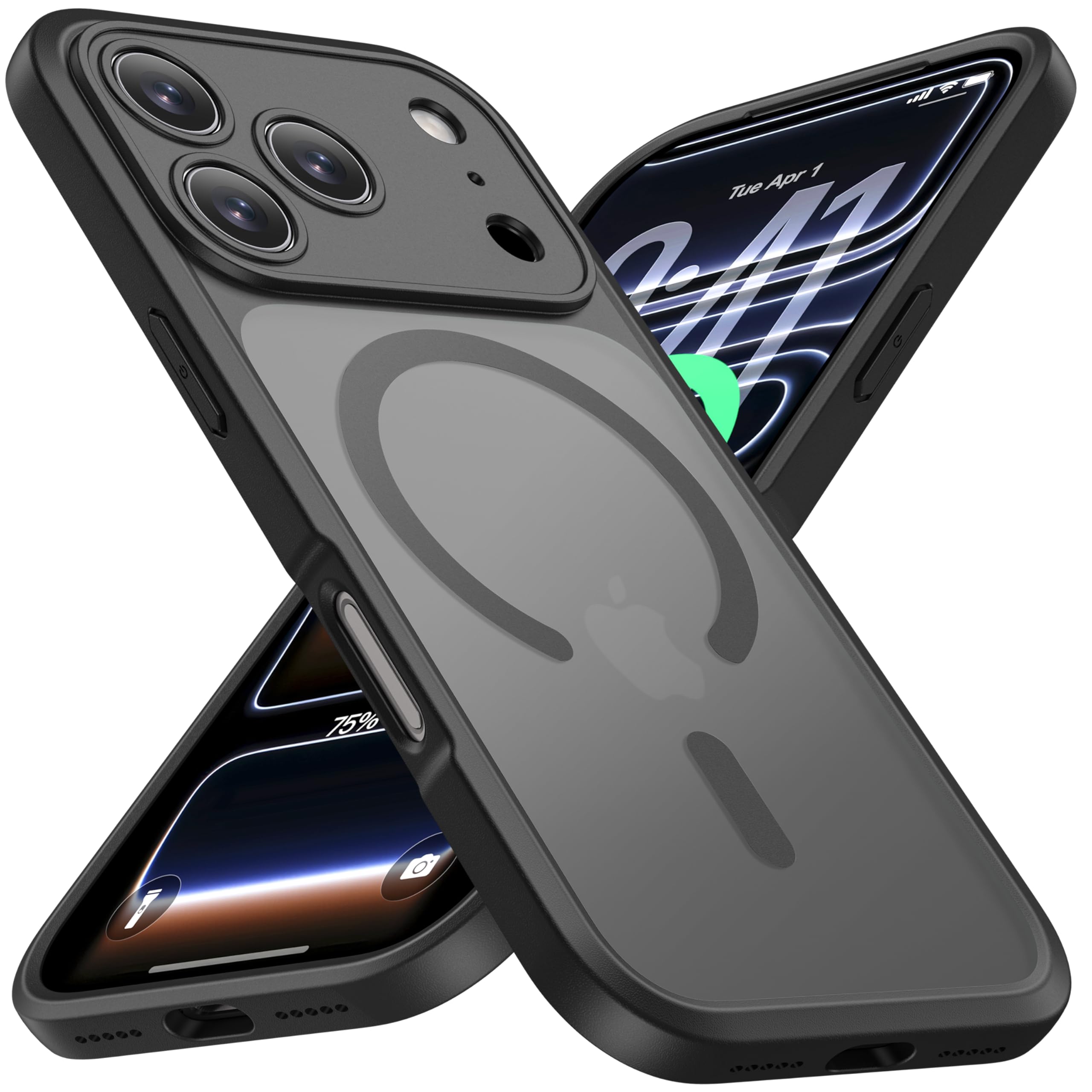 ImpactStrong Magnetic Guard Designed for iPhone 17 Pro Max Case [Camera Protection] [Military Grade Drop Tested] [Compatible with MagSafe] Slim Translucent Matte Phone Case (6.9") - Black