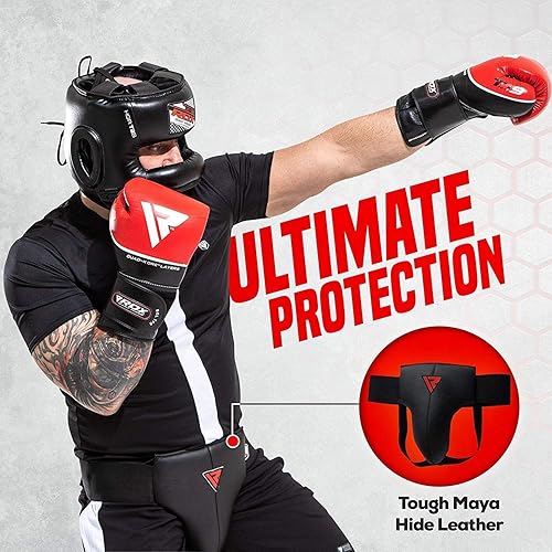 Miniatura 9 de RDX Protector de ingle para boxeo, Muay Thai, Kickboxing y entrenamiento de MMA, Maya Hide Leather Abdo Gear para artes marciales, protector