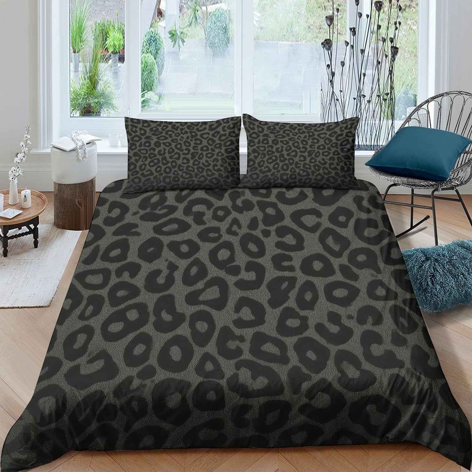 Parure de lit léopard 135x200 microfibre avec housse de couette