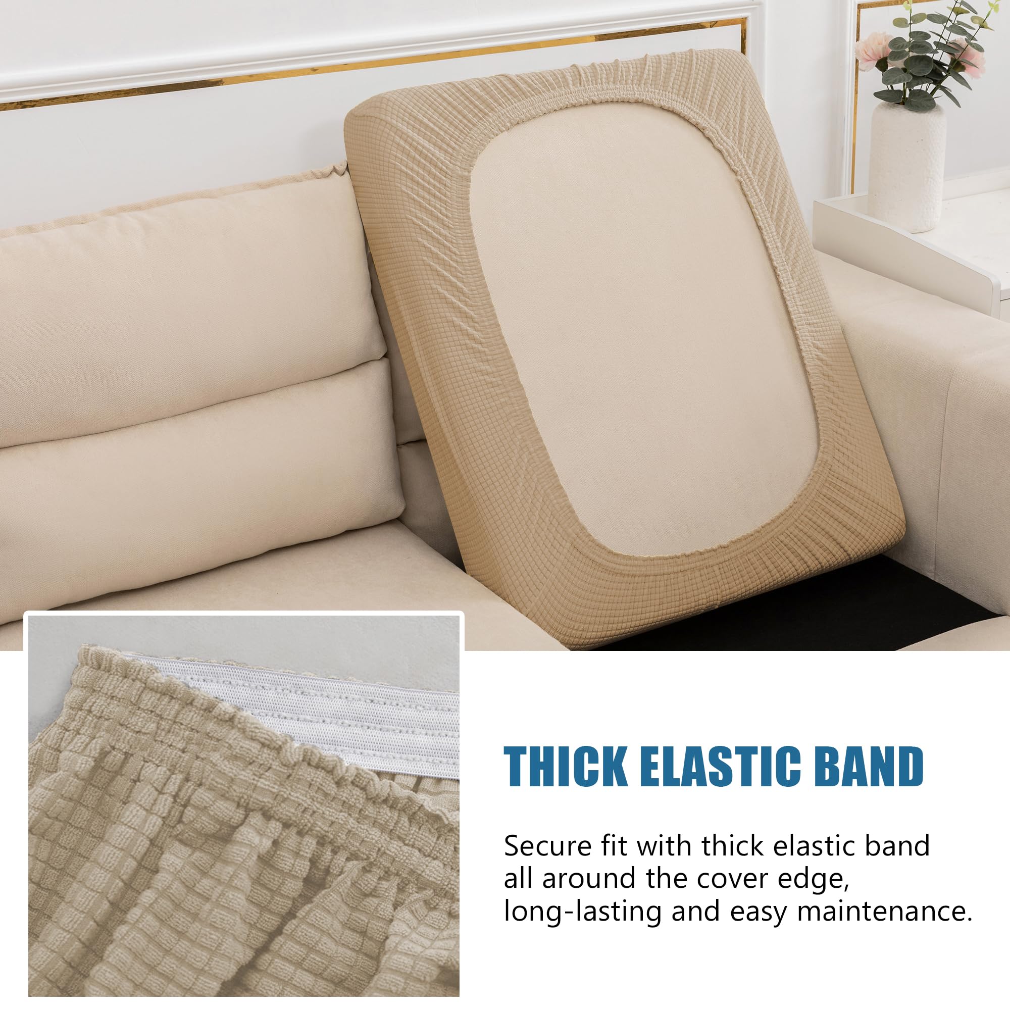NC HOME Water Repellent Sofa Seat Cushion Covers Stretch Couch Cover for Camper Settee Cover Furniture Protector for Pets (Chair Cushion - Image 4
