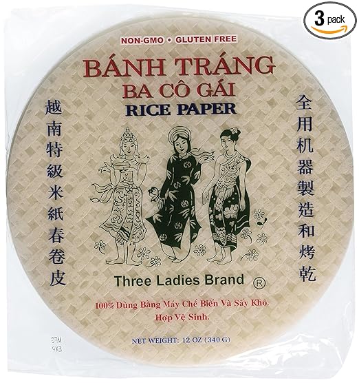 Three Ladies Spring Roll Rice Paper Wrappers (Round 22cm 3pks)