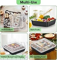 Vista 5 de TeamFar Molde cuadrado para pasteles de 9 x 9 pulgadas con tapa, sartén cuadrada antiadherente para hornear, con núcleo de acero inoxidable