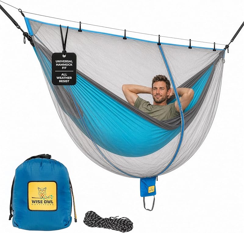 Mosquitera para hamaca, mosquitera para hamaca, mosquitera ligera para camping, senderismo, mochilero, bosque y uso al aire libre