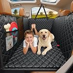 URPOWER Extenseur de siège arrière pour chiens - Housse de siège auto pour chien à fond dur pour le siège arrière, hamac pour chien pliable pour voiture, VUS et camion, protecteur de siège arrière pour animaux de compagnie avec fenêtre en maille et rabats latéraux