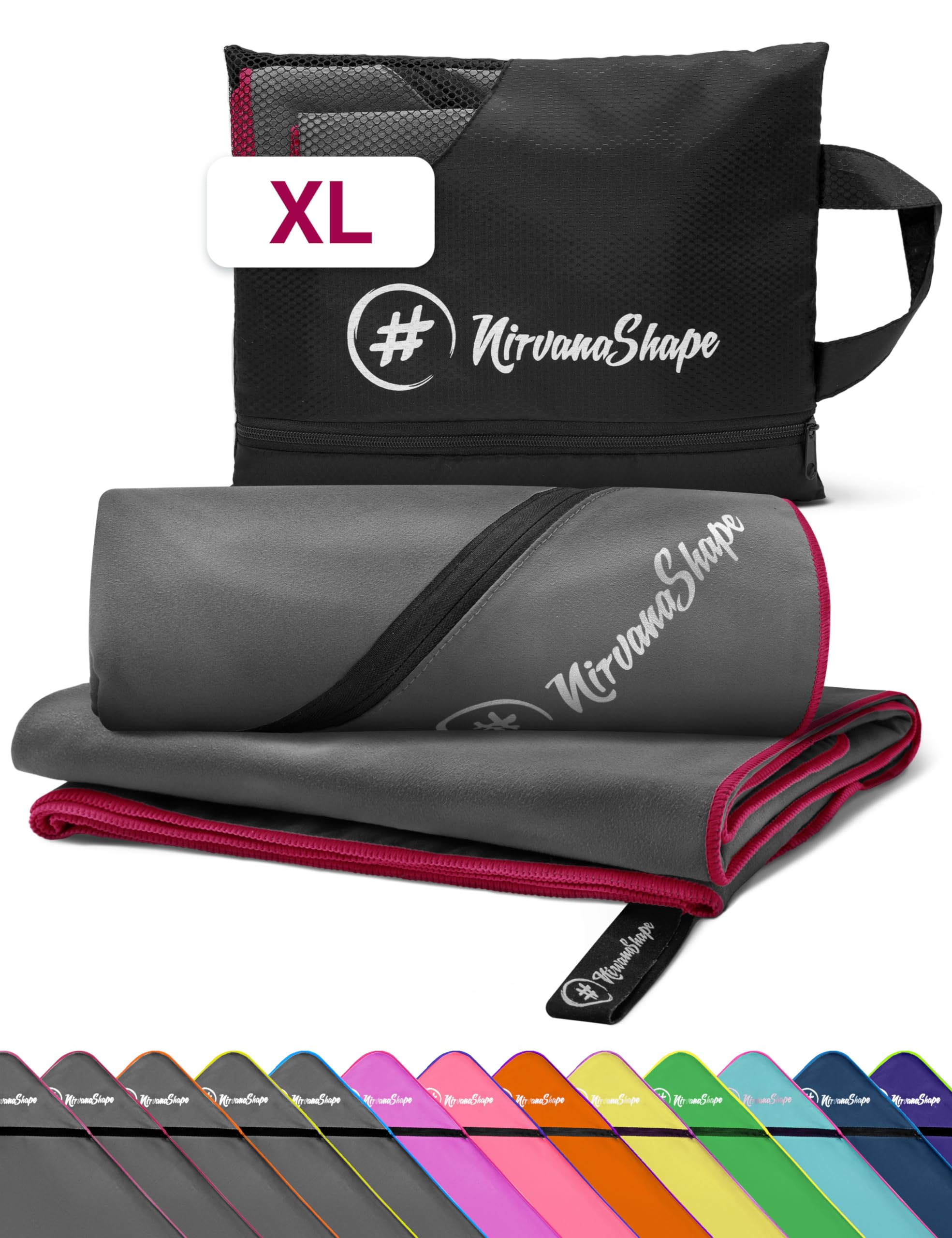 NirvanaShape Microfiber - Large Towel for Beach, Travel, Fitness, XL 200 x 100 cm